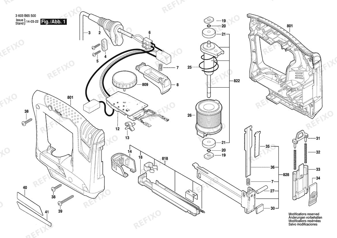 Bosch Tacker PTK 14 EDT | 230 V | 027 - AU (3 603 B65 540) — схема запчастей