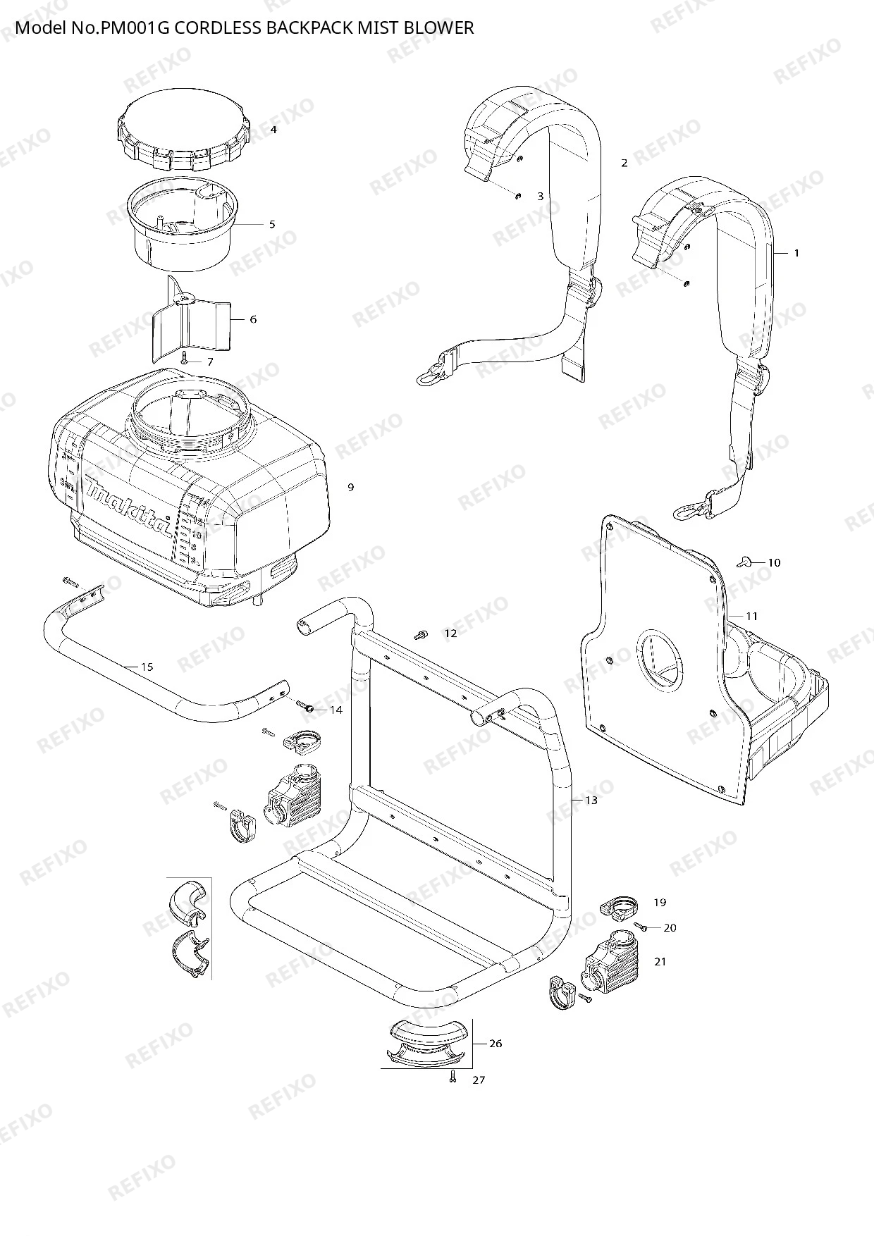 MAKITA PM001G — схема запчастей