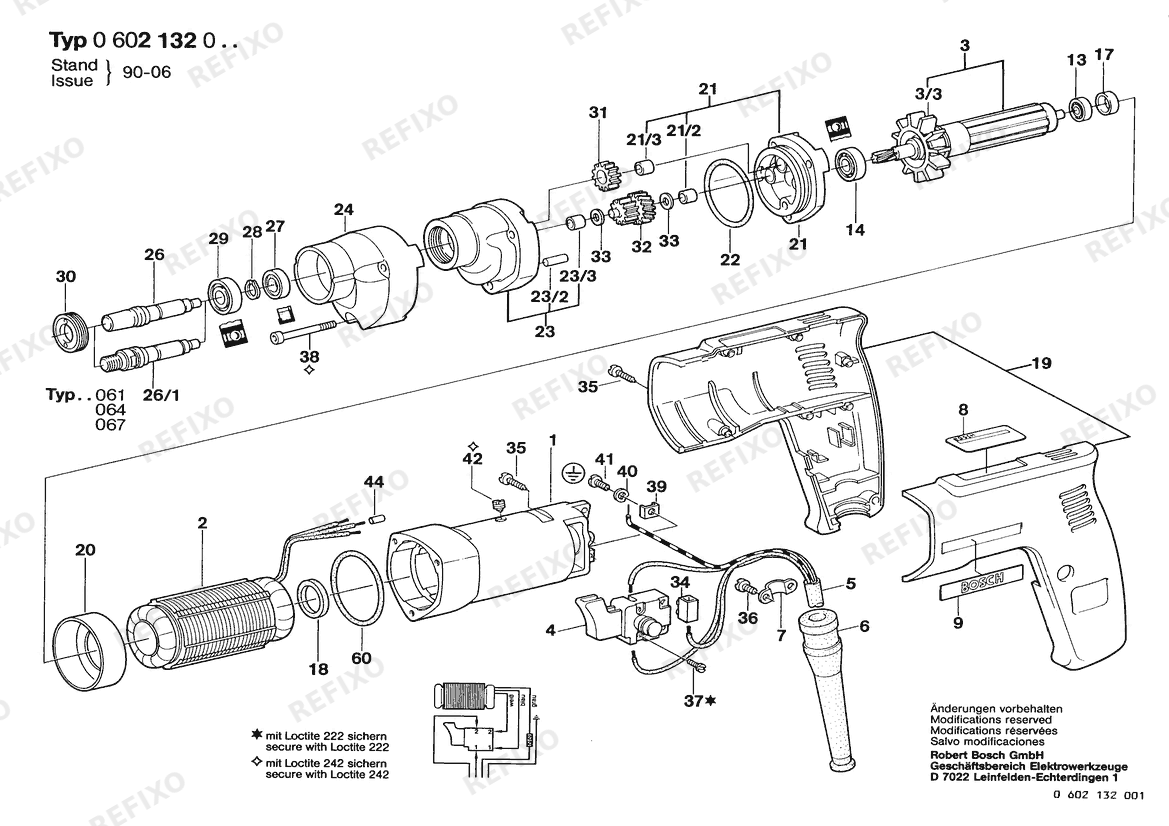 Bosch Дрель HF-BOHRMASCHIN (0 602 132 001) — схема запчастей