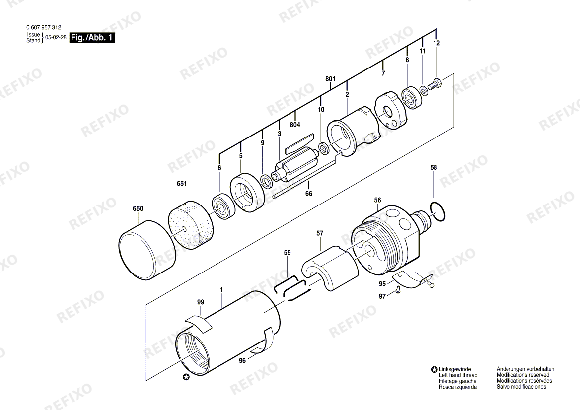 Bosch Einbaumotor 740 WATT-SERIE (0 607 957 312) — схема запчастей