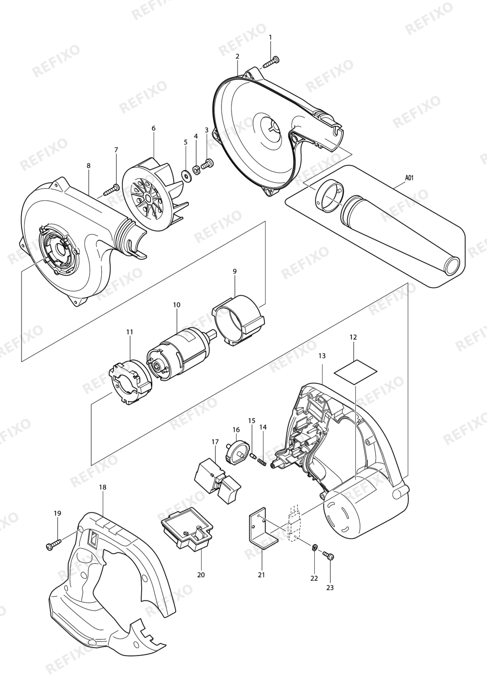 MAKITA BUB182 — схема запчастей