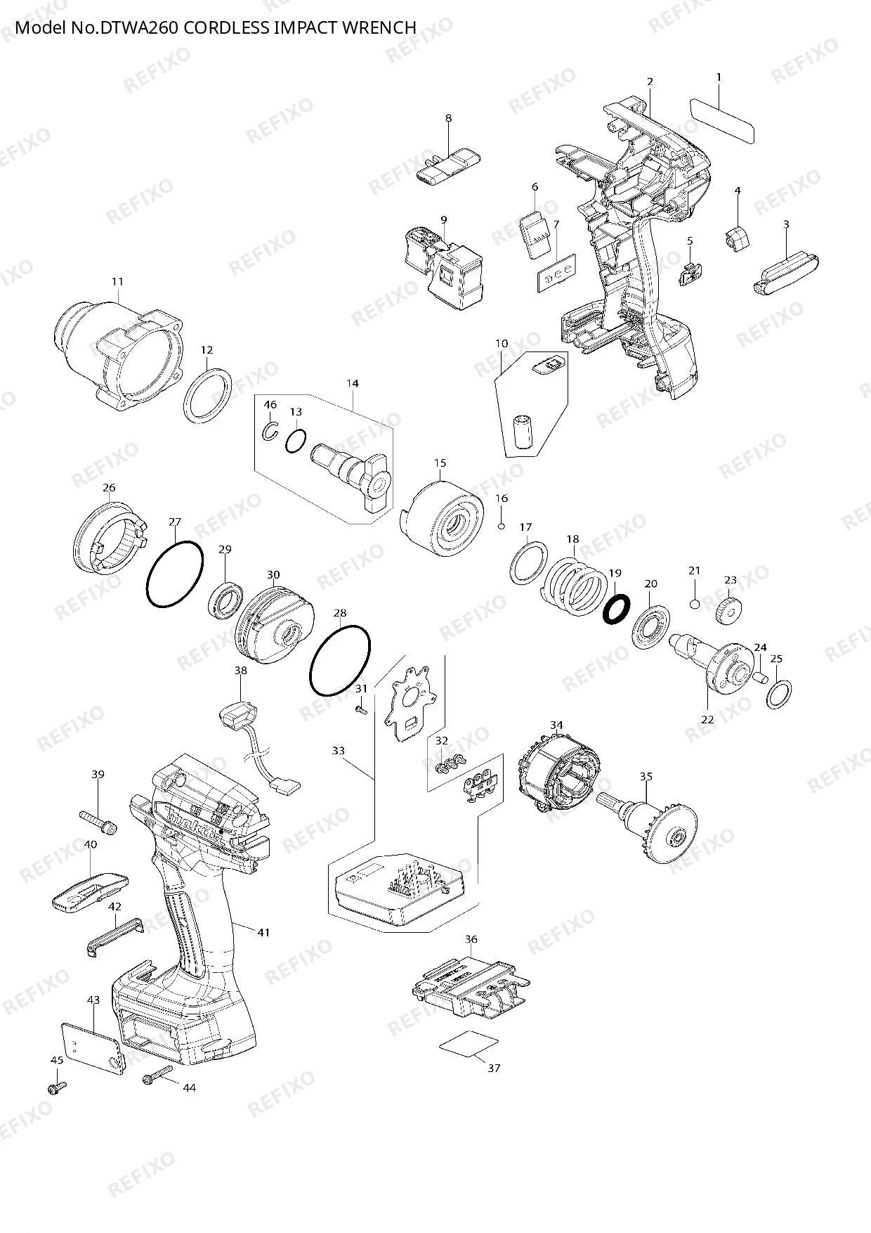 MAKITA DTWA260 — схема запчастей