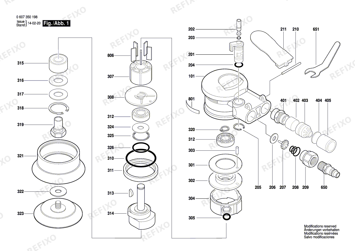 Bosch Эксцентриковая шлифмашина DEX 80 (0 607 350 198) — схема запчастей