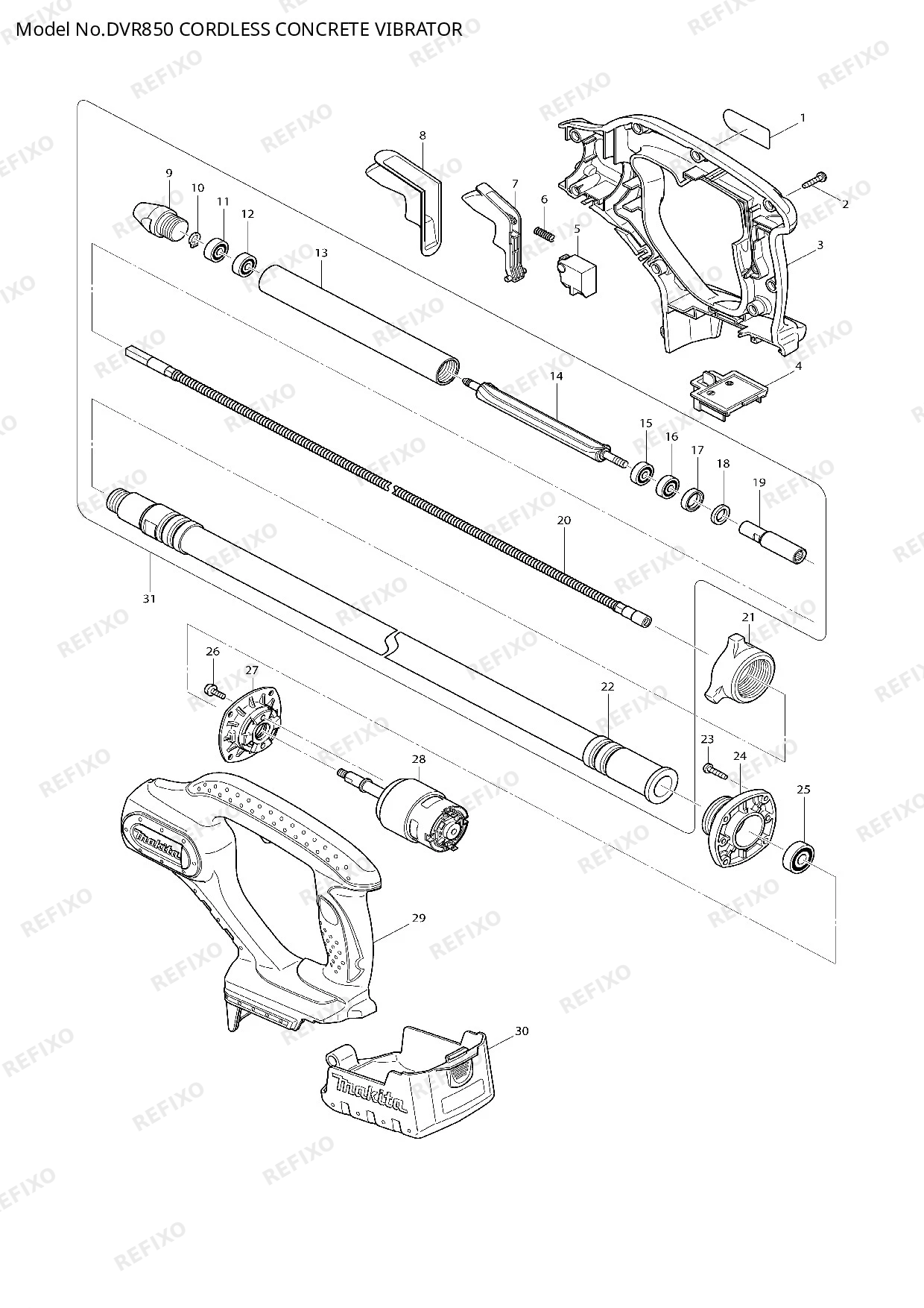 MAKITA DVR850 — схема запчастей