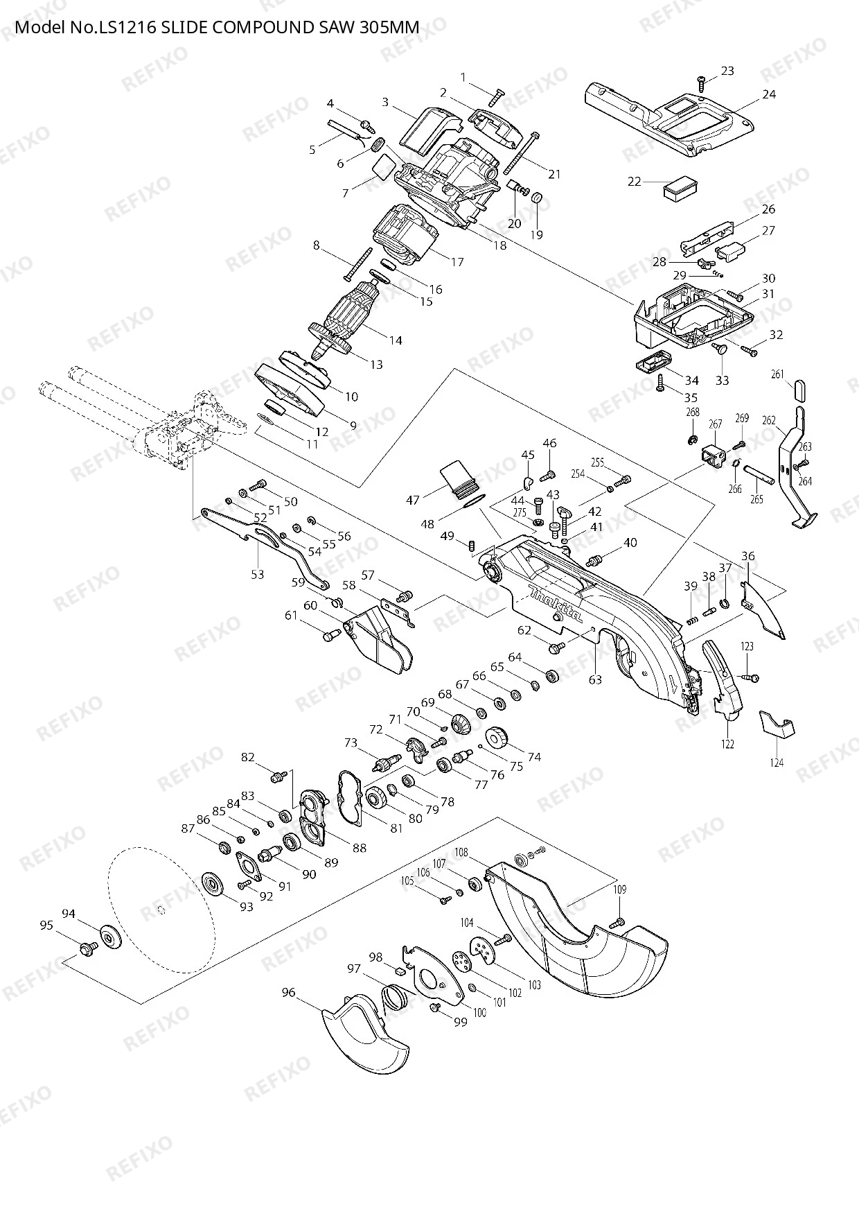 MAKITA LS1216 — схема запчастей