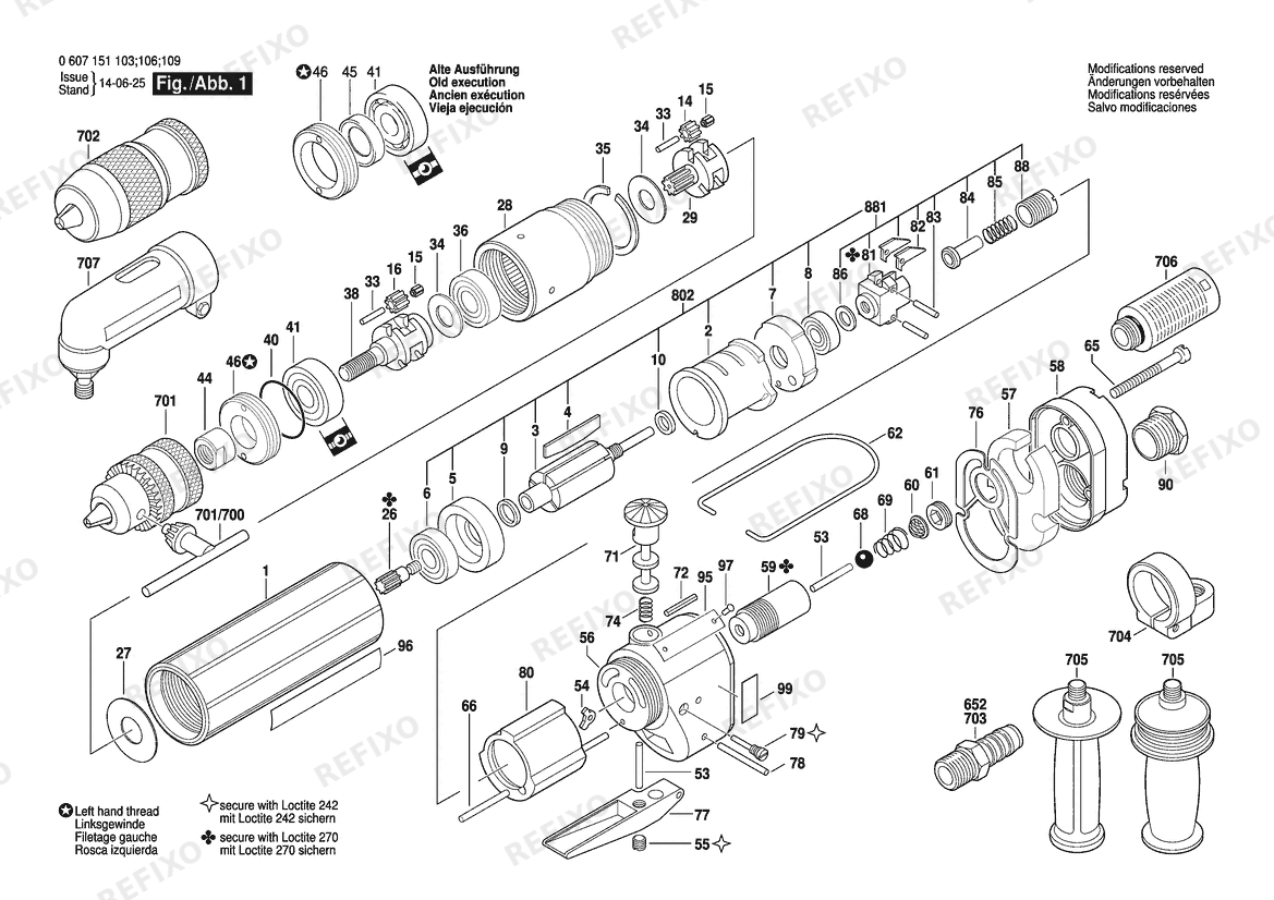 Bosch Pw- дрель -Ind дрель (0 607 151 103) — схема запчастей
