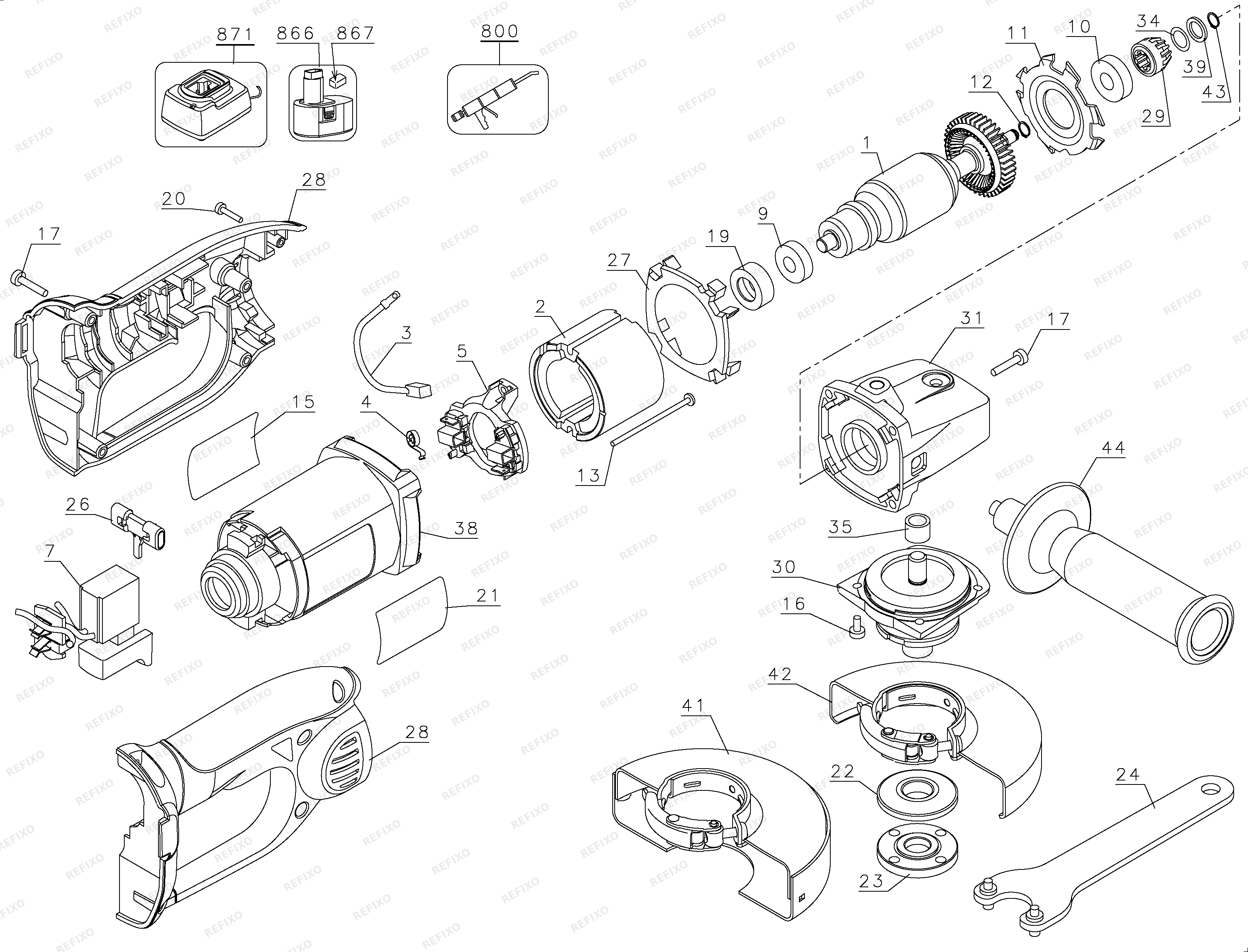 DeWalt 4-1/2 CUT OFF TOOL DC410KA — схема запчастей