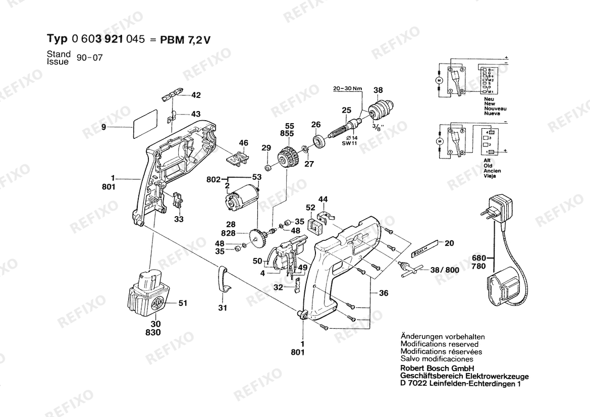 Bosch Аккумуляторный - дрель PMB 7,2V (0 603 921 045) — схема запчастей