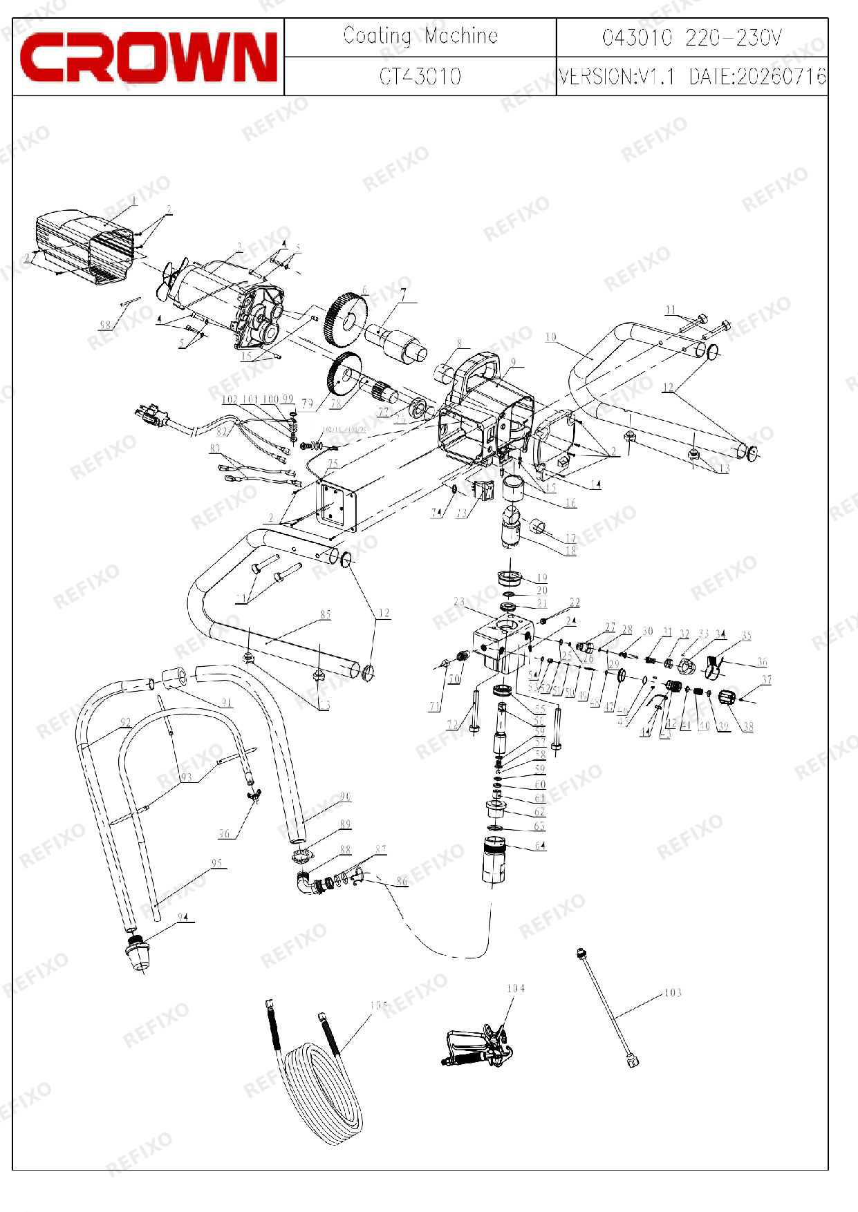 CROWN CT43010 — схема запчастей