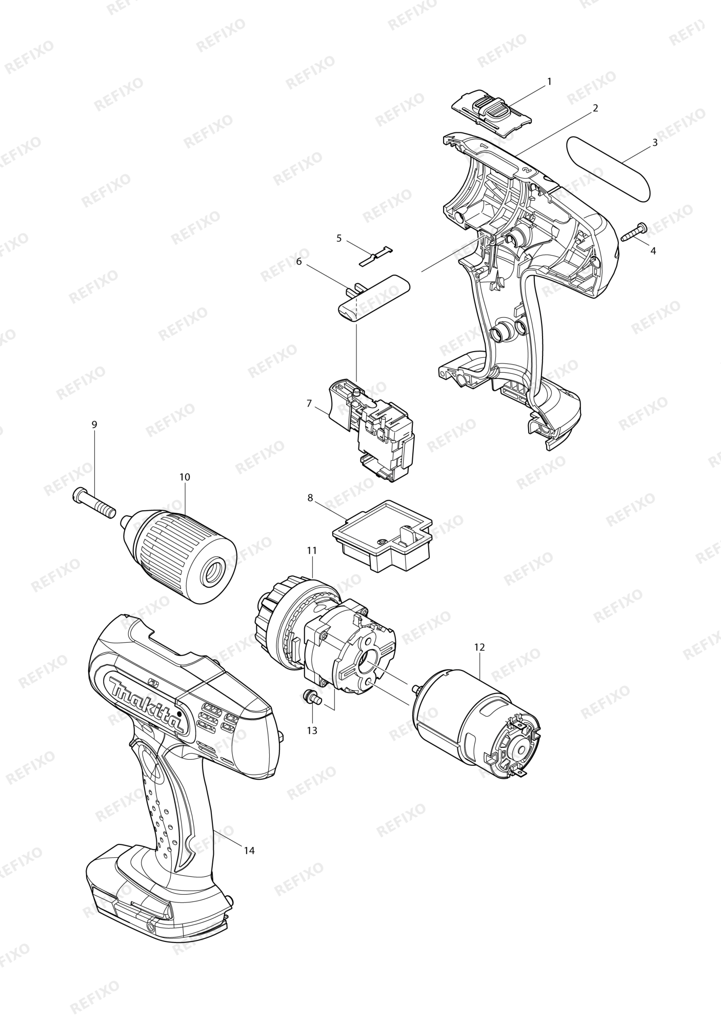 MAKITA DDF453 — схема запчастей