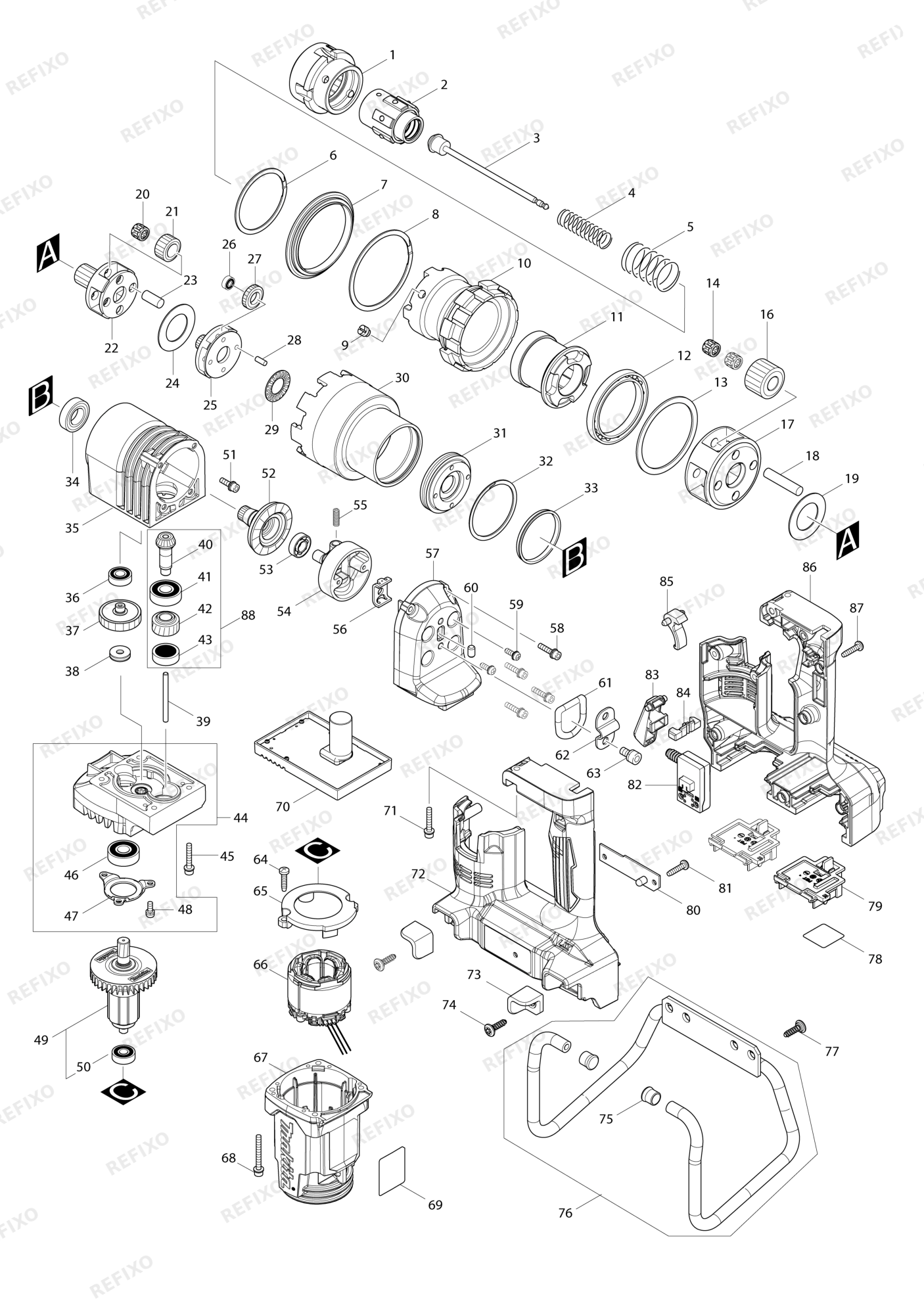 MAKITA DWT310 — схема запчастей