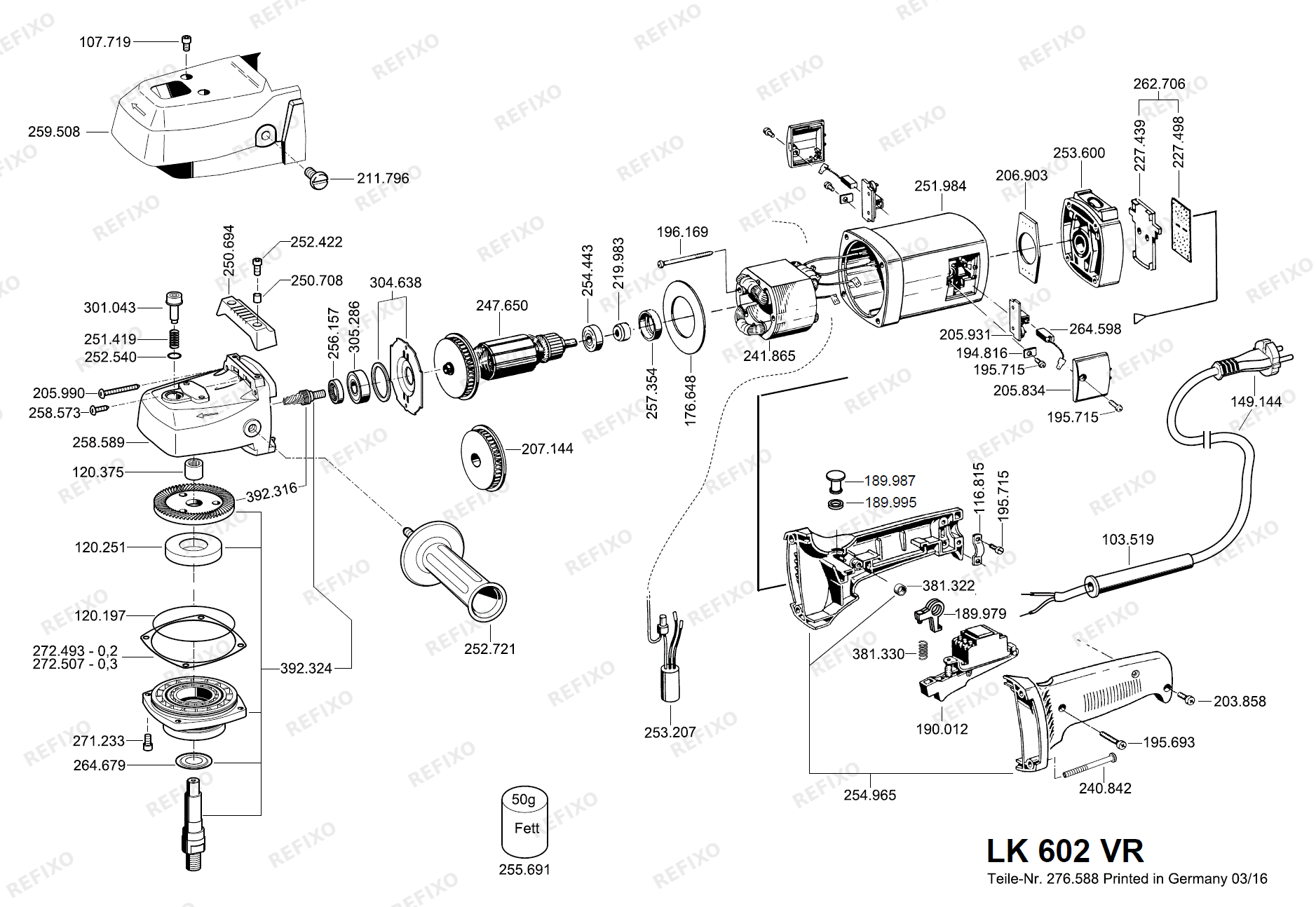 Flex LK 602 VR - Polierer nach 01.03.2016 LK602VR — схема запчастей