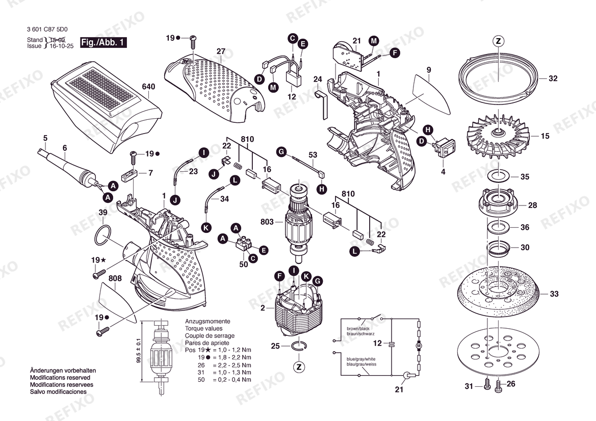 Bosch Эксцентриковая шлифмашина GEX 125-1 AE | 110 V | 036 - GB (3 601 C87 560) — схема запчастей