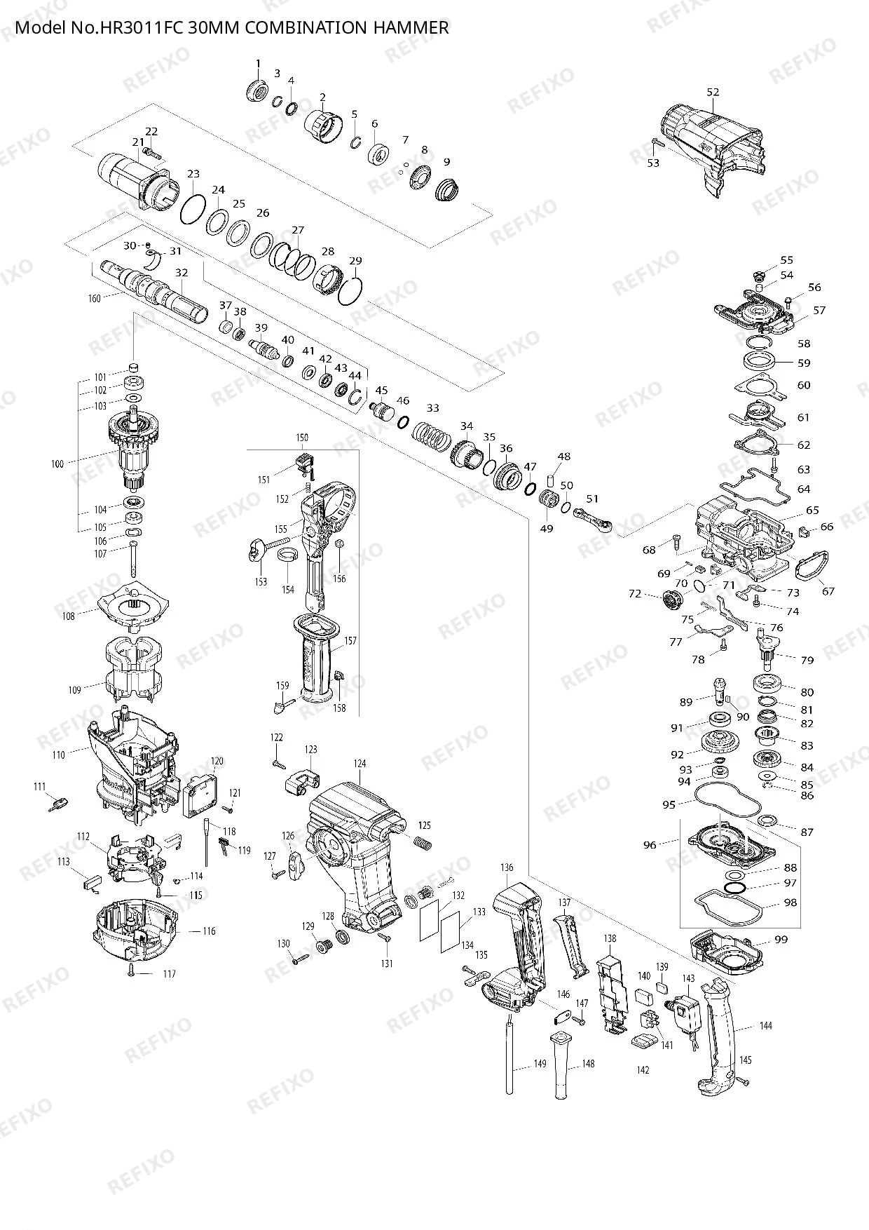 MAKITA HR3011FC — схема запчастей