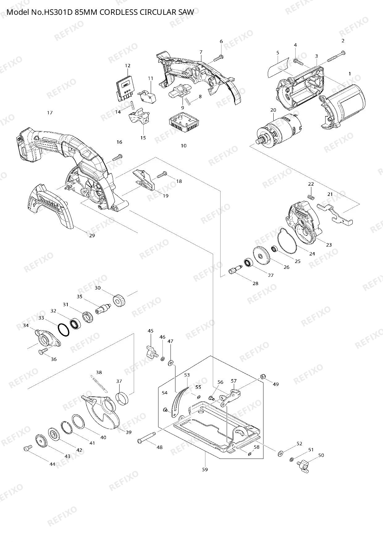 MAKITA HS301D — схема запчастей