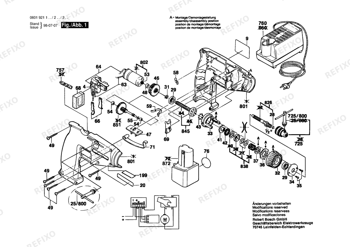 Bosch Gw- аккумуляторный - шуруповёрт GSR 9,6 V | 9.6 V | 027 - AU (0 601 921 137) — схема запчастей