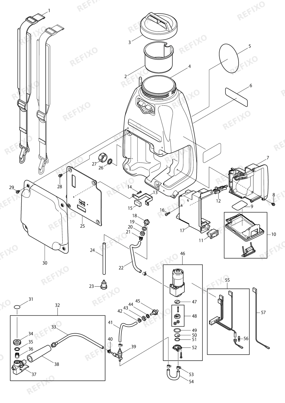 MAKITA BVF154 — схема запчастей