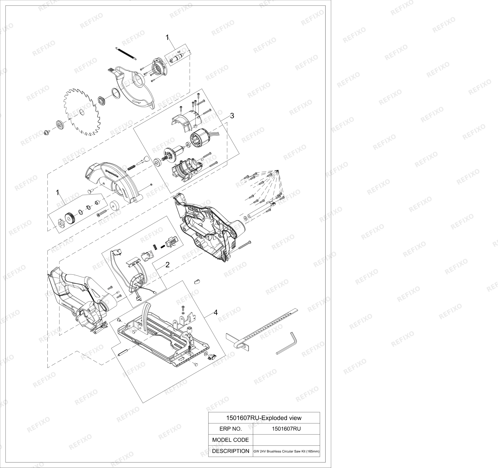 Greenworks 1501607 Exploded view — схема запчастей