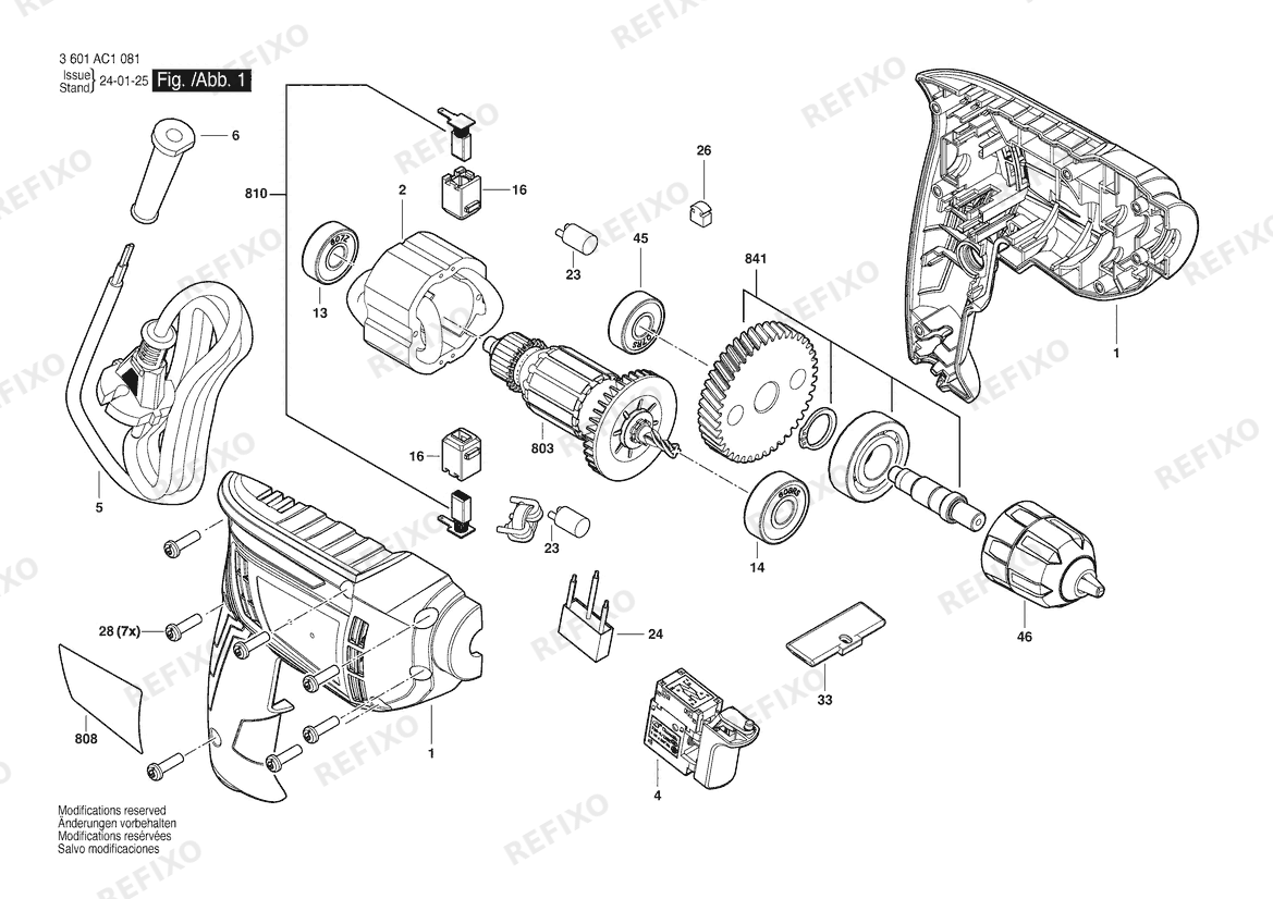 Bosch Дрель GBM 400 | 240 V | 020 - MY (3 601 AC1 0L0) — схема запчастей