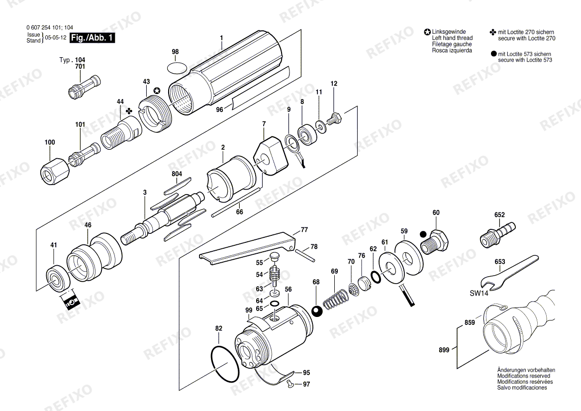 Bosch Pw-Geradschleifer 120 WATT-SERIE (0 607 254 104) — схема запчастей