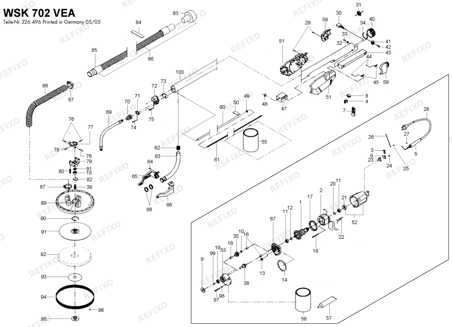 Flex WSK 702 VEA 230CEE - Giraffe 326437 — схема запчастей