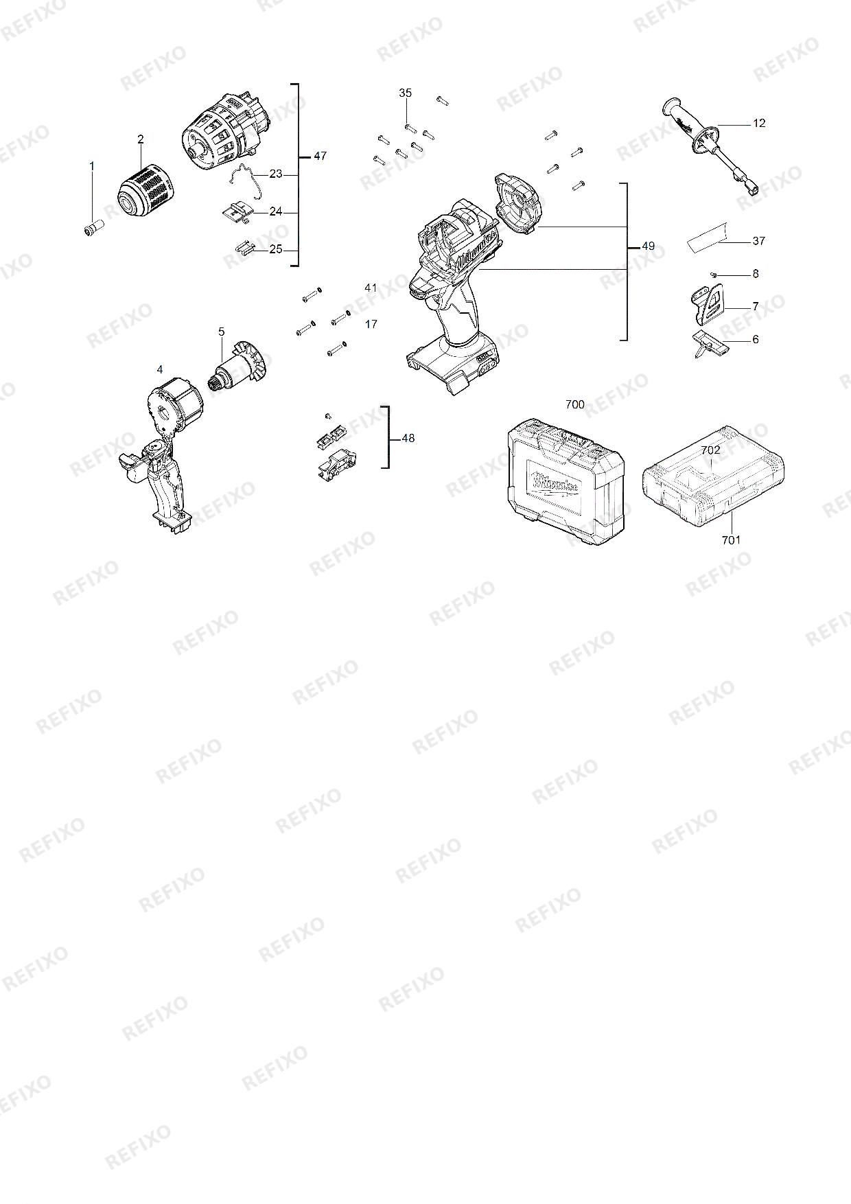 MILWAUKEE M18FDD 0 4933451063 4000452489 — схема запчастей