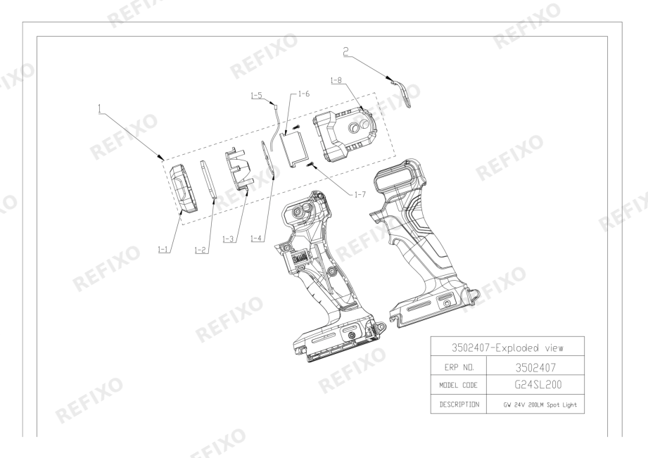 Greenworks 3502407-G24SL200- Exploded wiew — схема запчастей