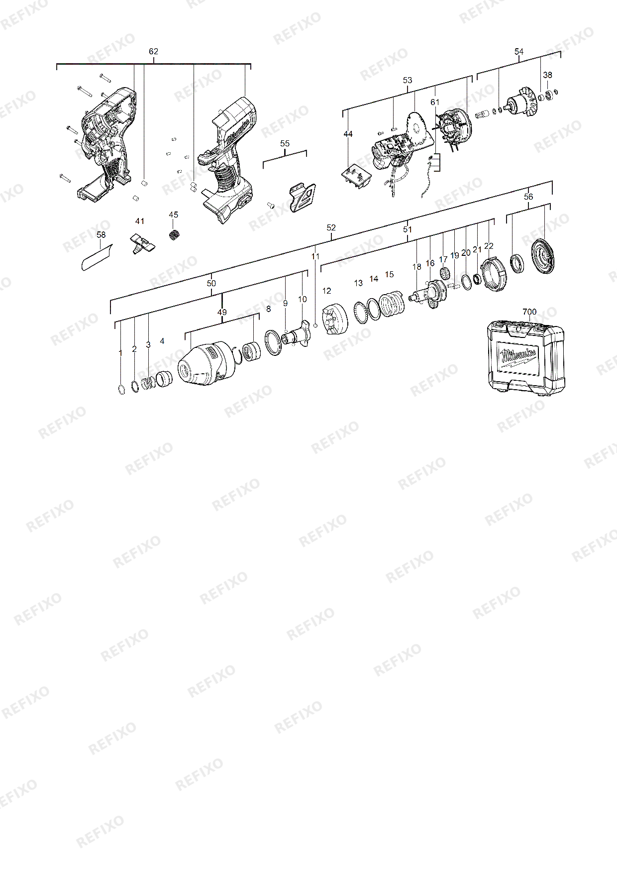 MILWAUKEE M18BLID 0 4933448452 4000448616 — схема запчастей