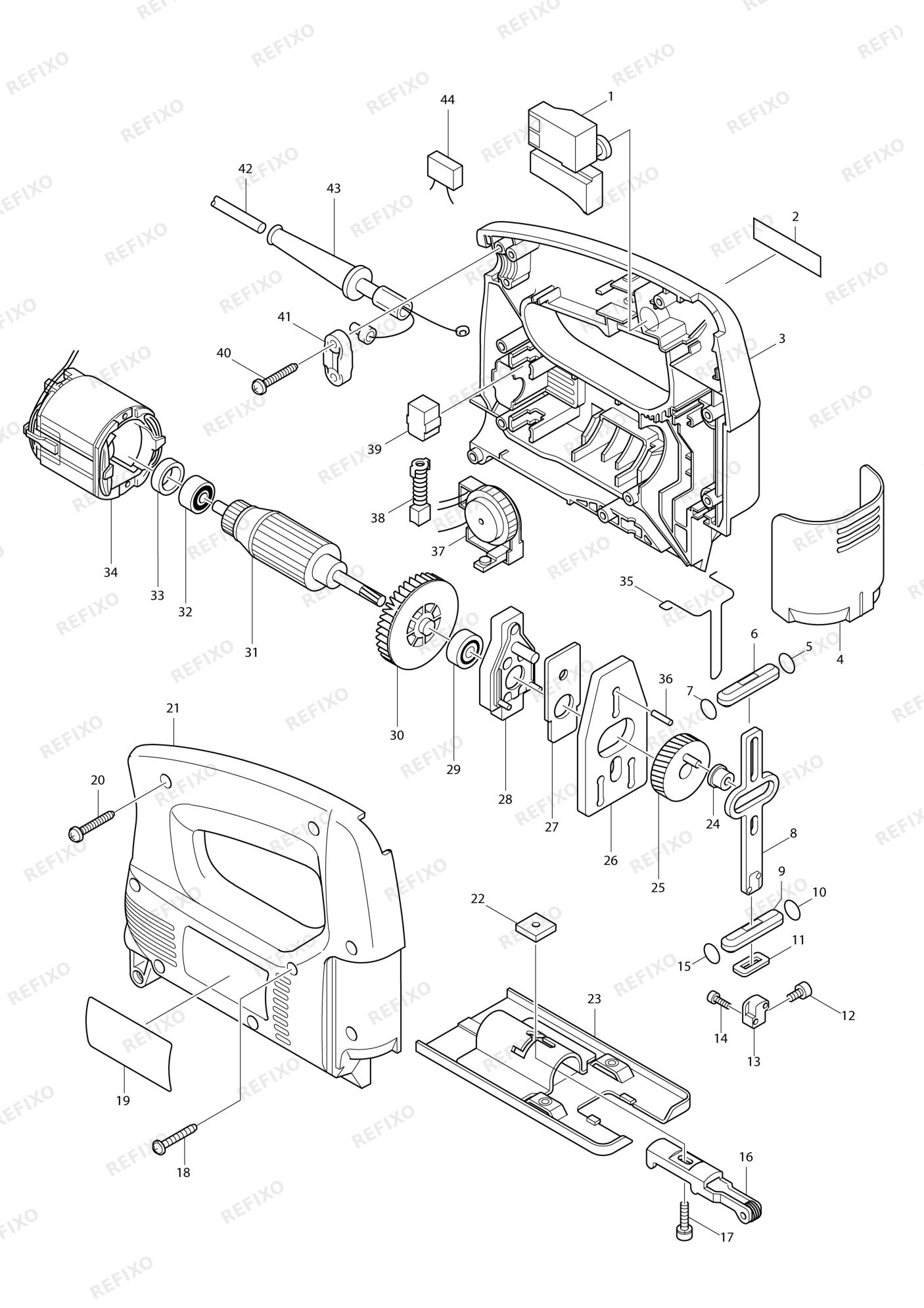 MAKITA 4323 — схема запчастей