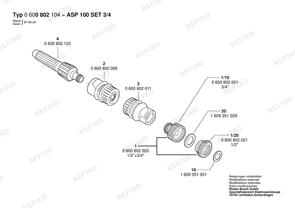Bosch Basisset ASP 100 набор 3/4 (0 600 800 104) — схема запчастей
