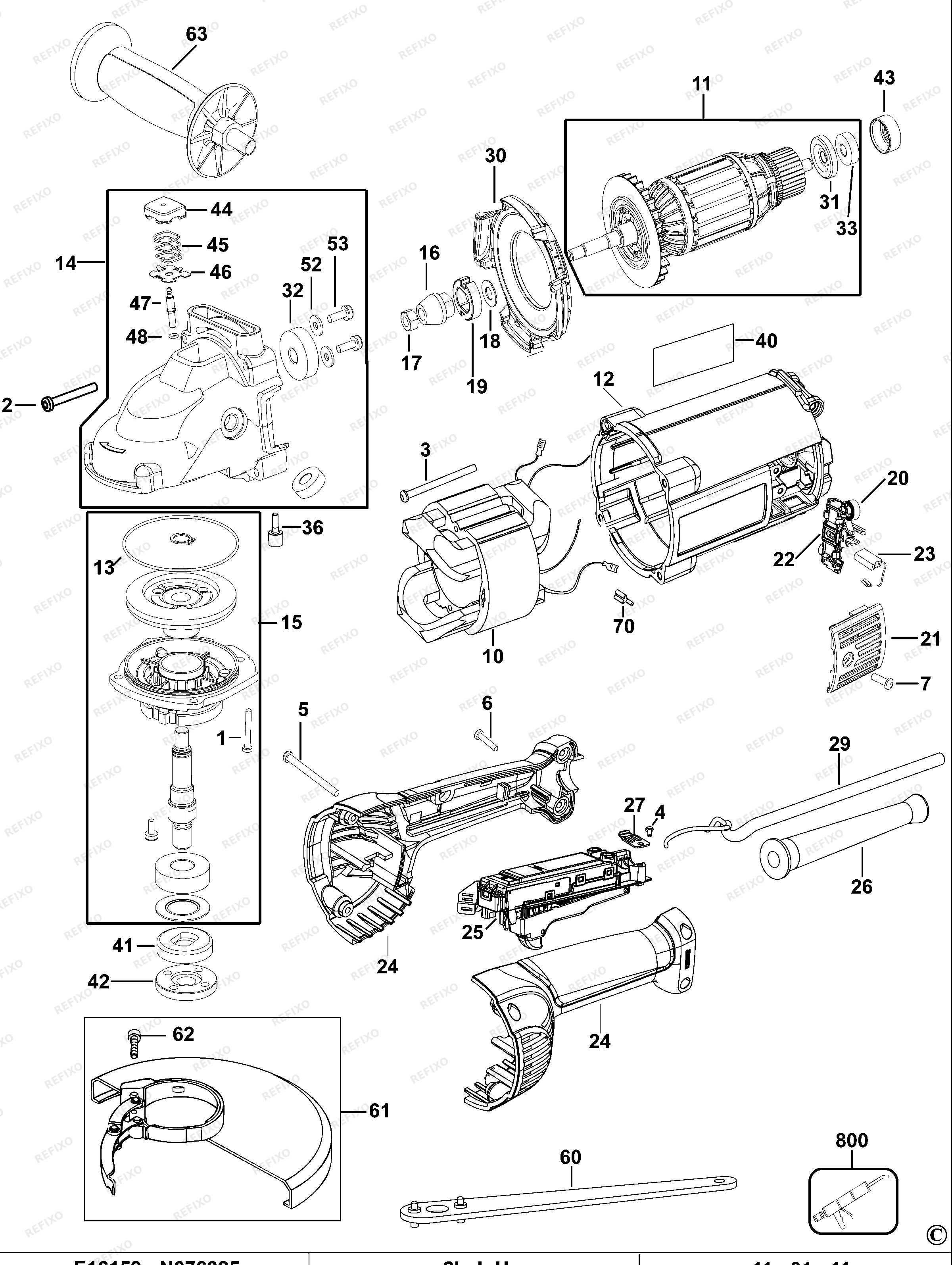 DeWalt РУЧНАЯ МАШИНА ДЛЯ ШЛИФОВАНИЯ ПОД УГЛОМ D28495 — схема запчастей