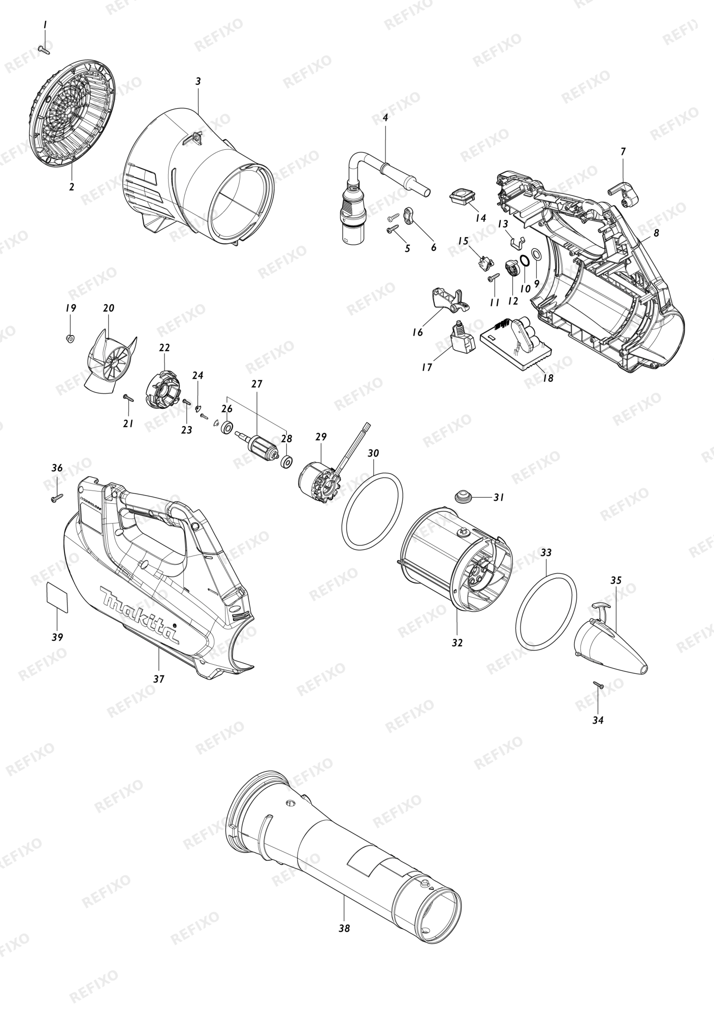 MAKITA UB001C — схема запчастей