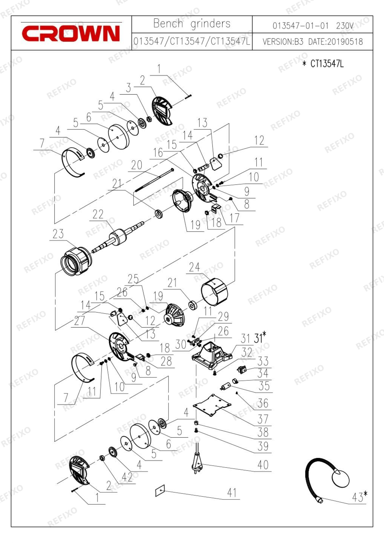 CROWN CT13547L — схема запчастей