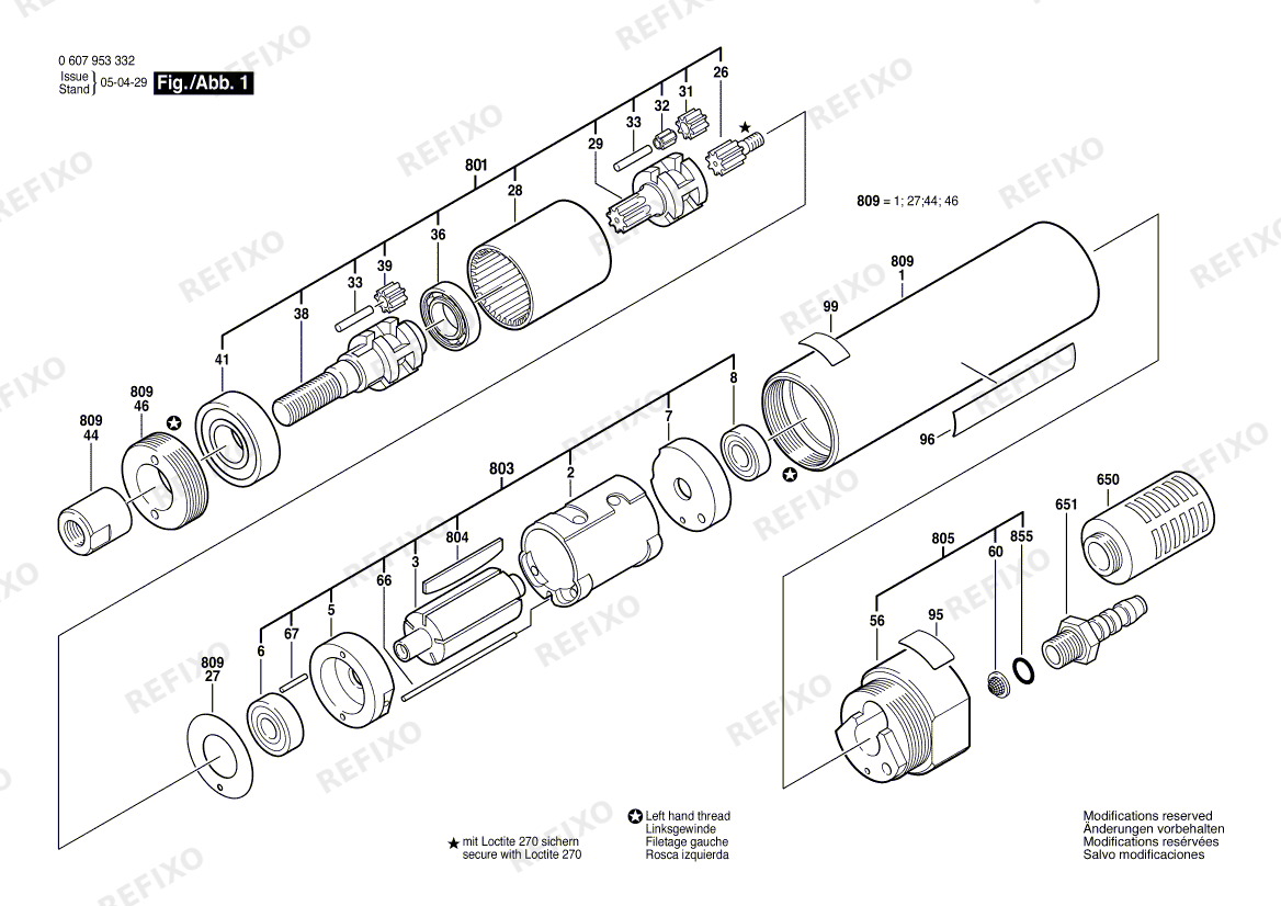 Bosch Einbaumotor 180 WATT-SERIE (0 607 953 332) — схема запчастей