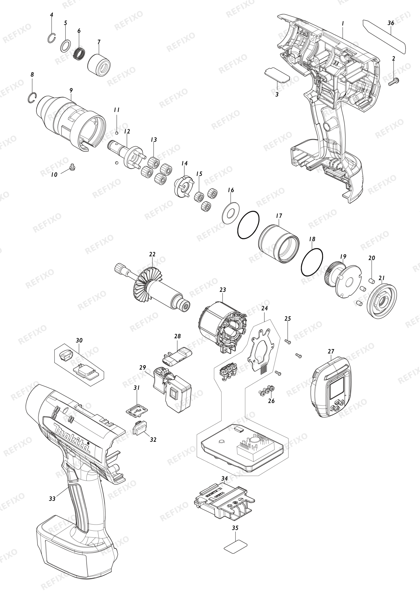 MAKITA DFT060T — схема запчастей
