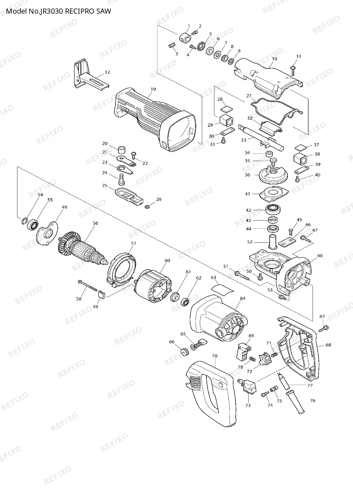MAKITA JR3030 — схема запчастей