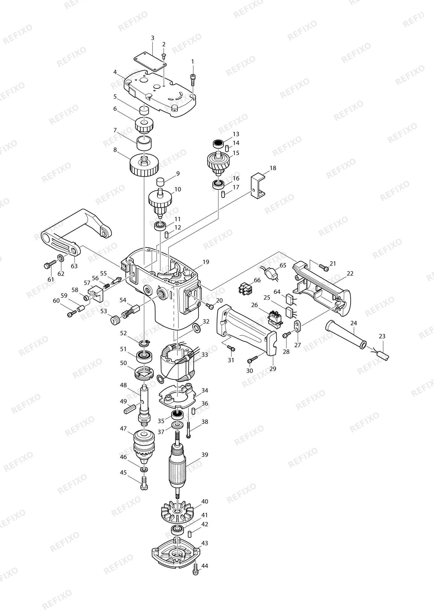 MAKITA DA6301 — схема запчастей