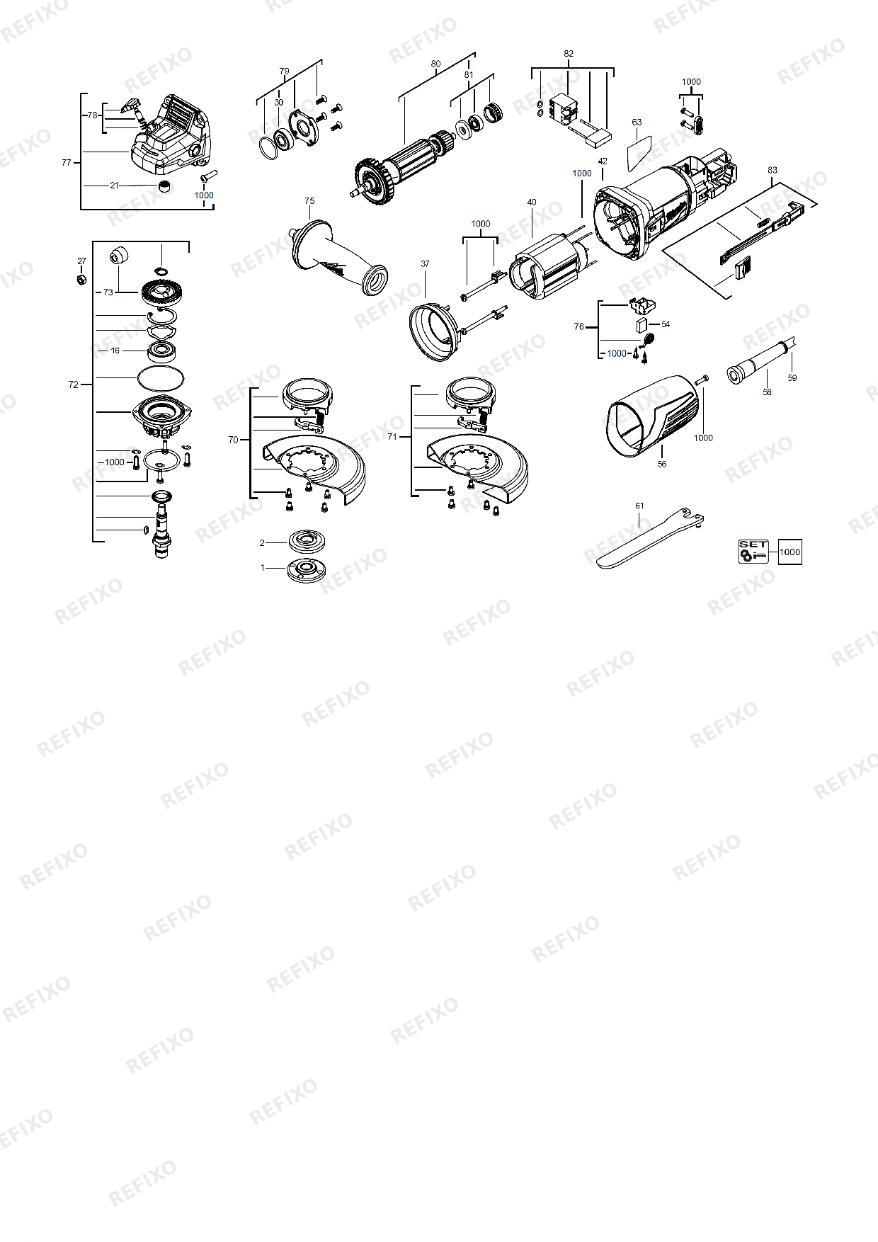 MILWAUKEE AG10 125 4933440330 4000440331 — схема запчастей