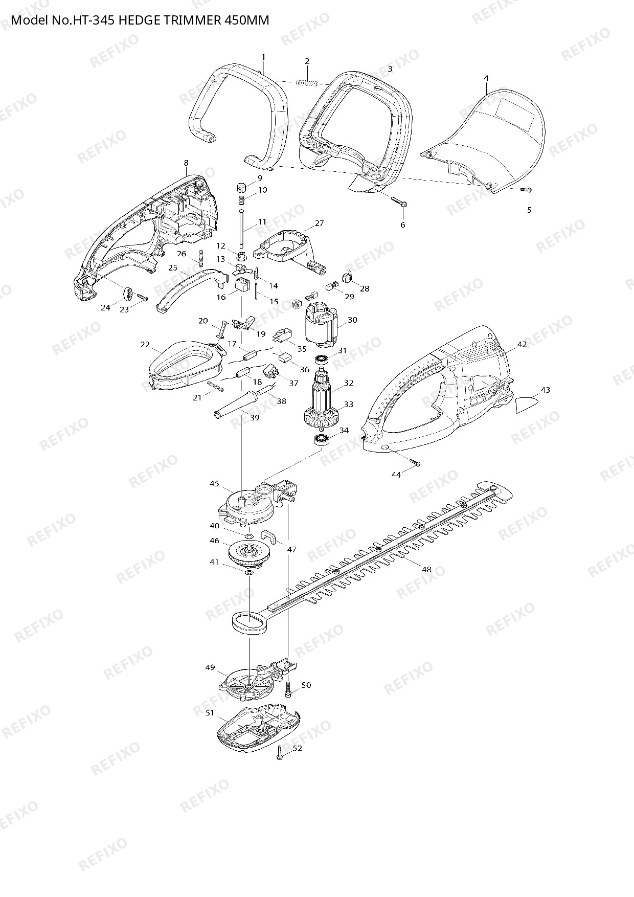 MAKITA HT 345 — схема запчастей