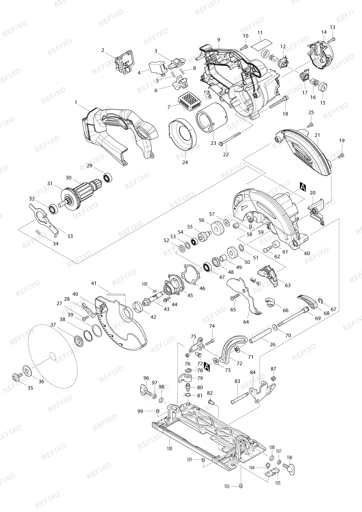 MAKITA DHS630 — схема запчастей