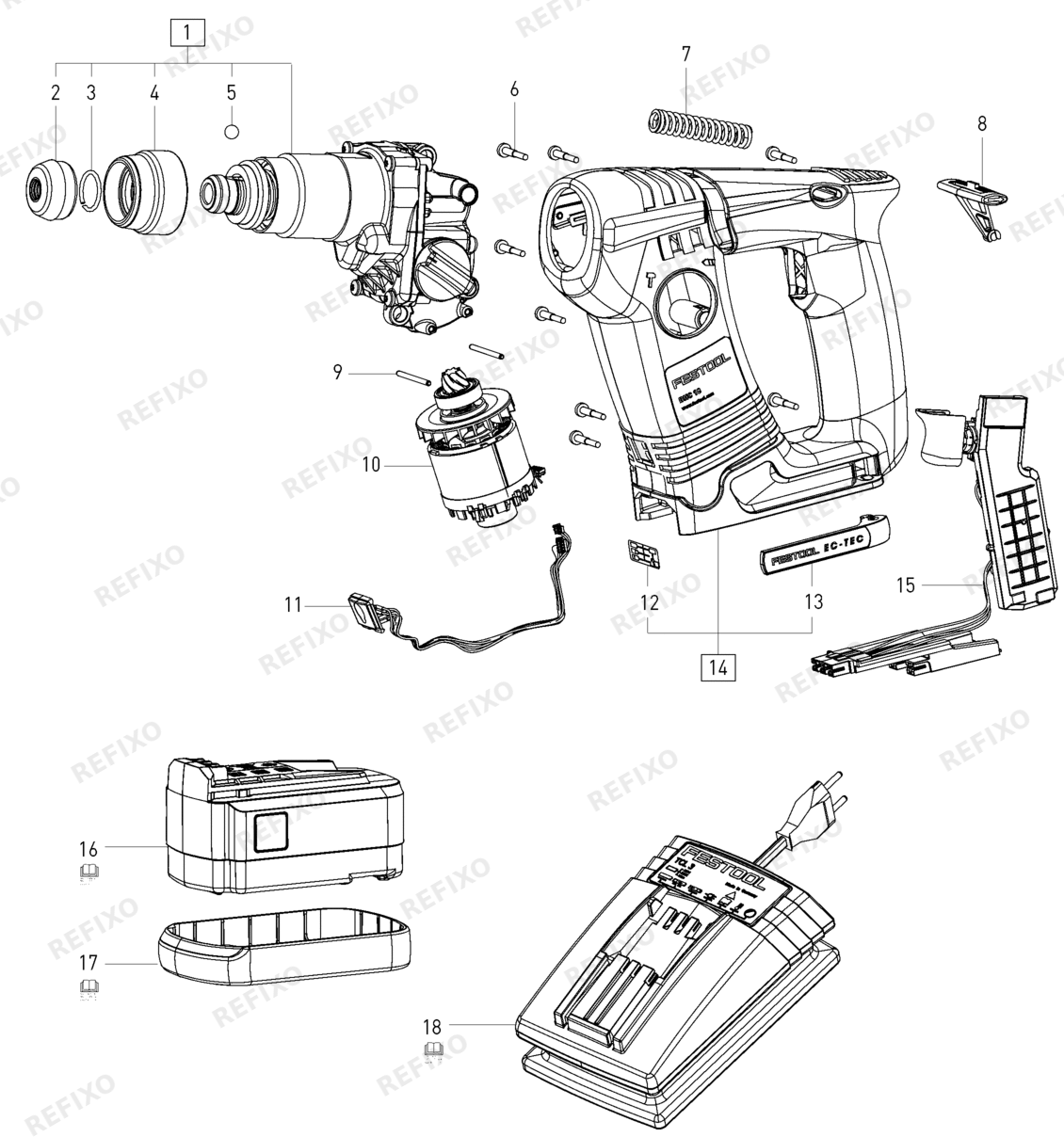 Festool BHC 18 - Akkubohrhammer 499818 — схема запчастей
