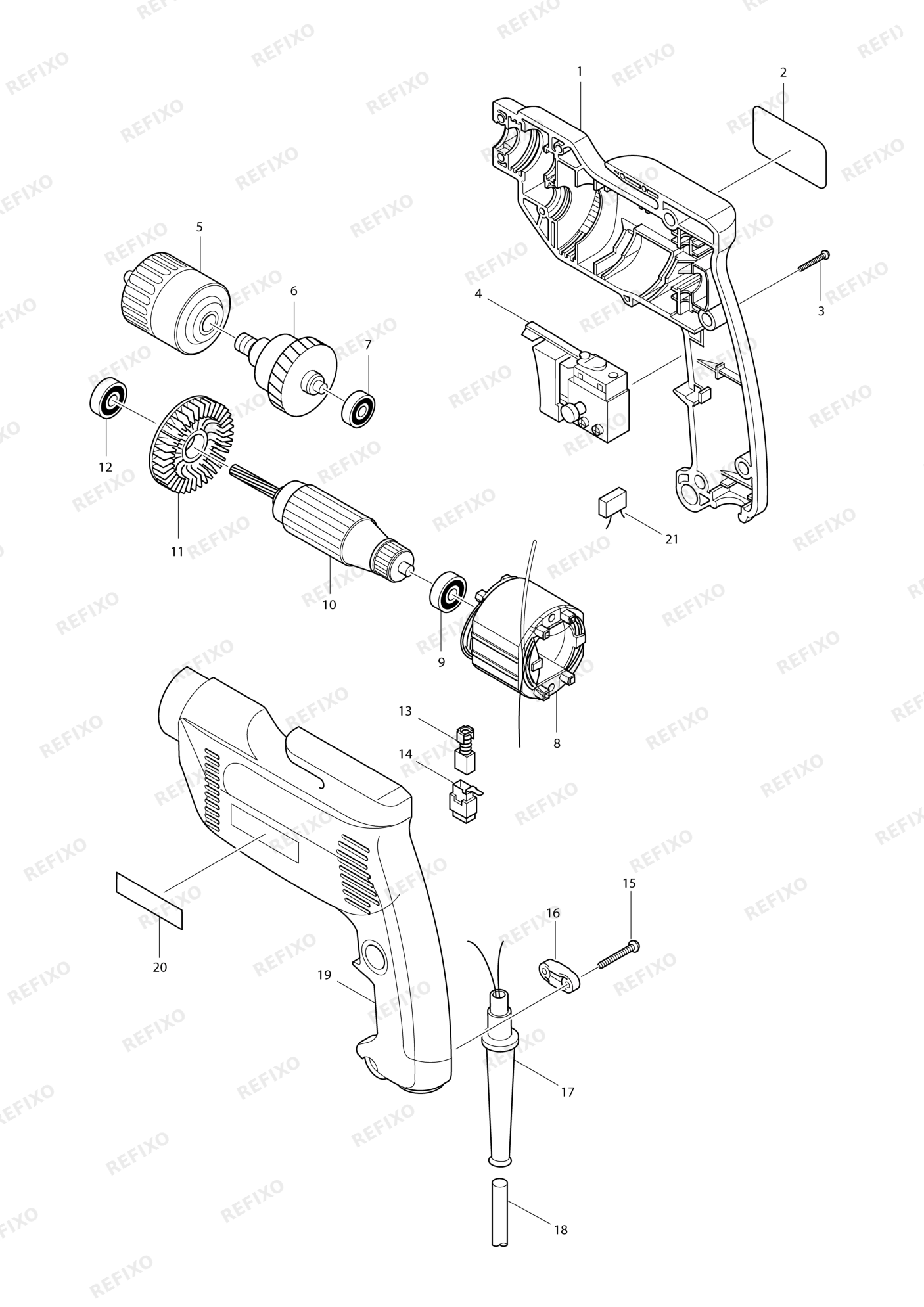 MAKITA 6408 — схема запчастей