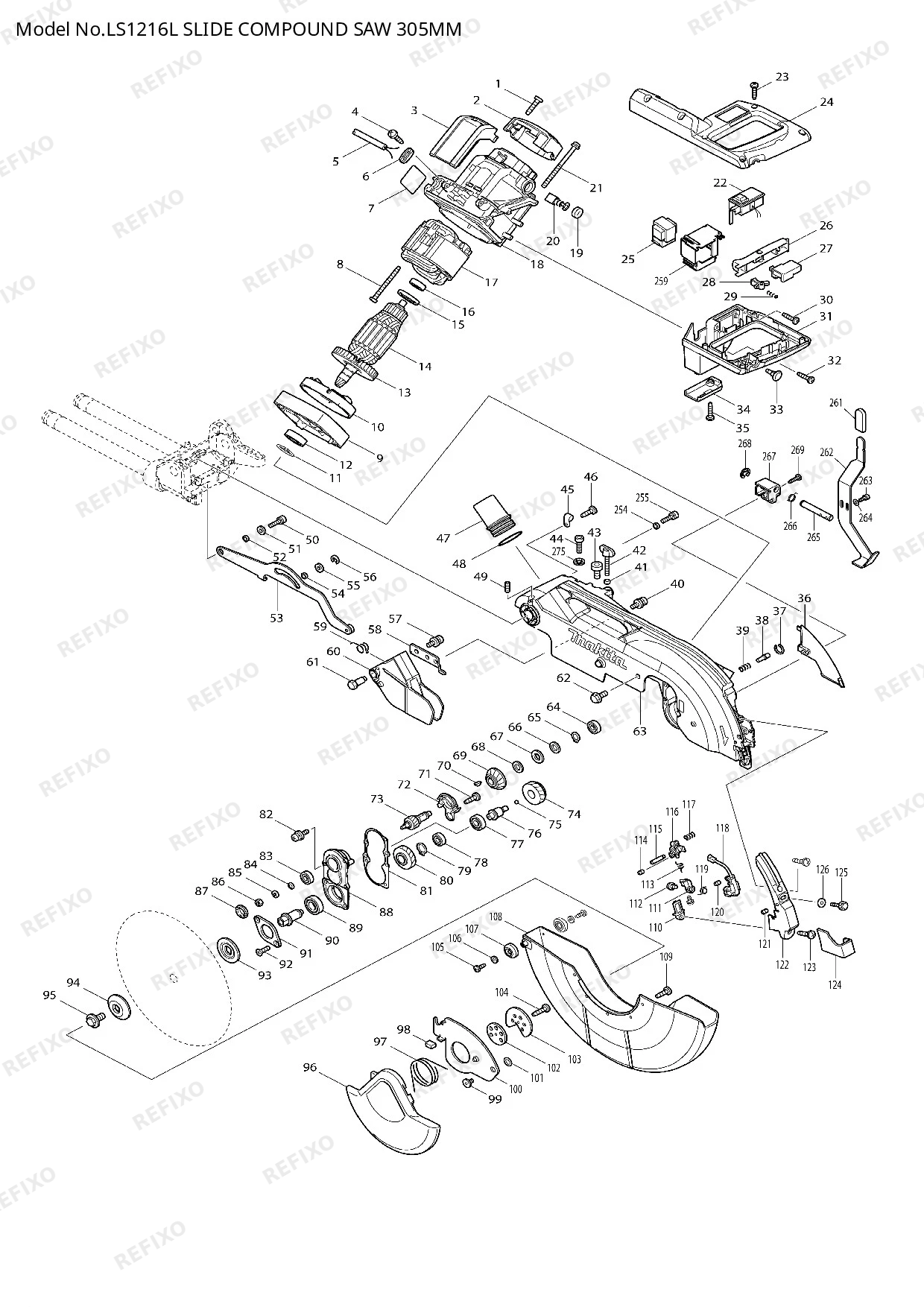 MAKITA LS1216L — схема запчастей