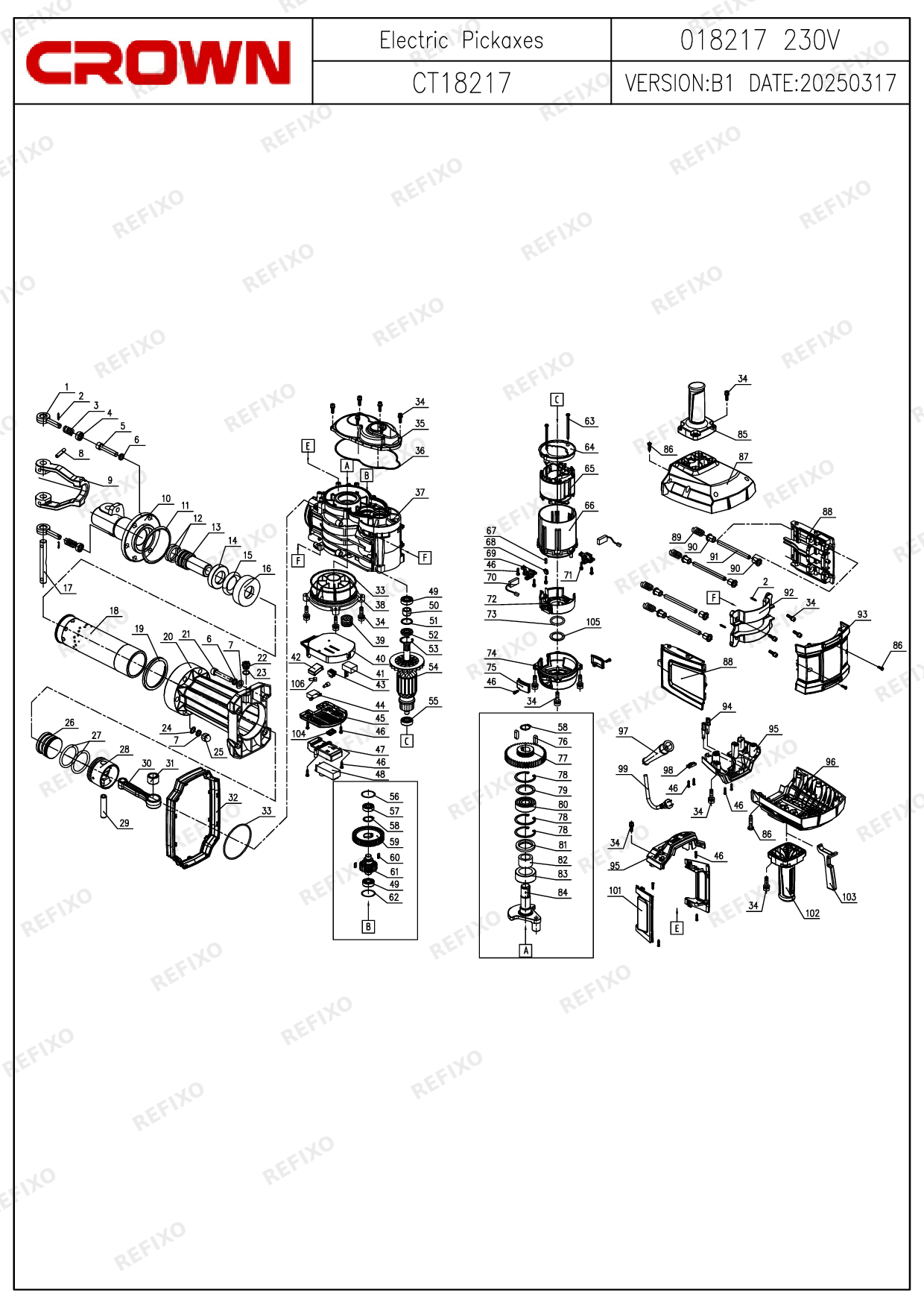 CROWN CT18217 — схема запчастей