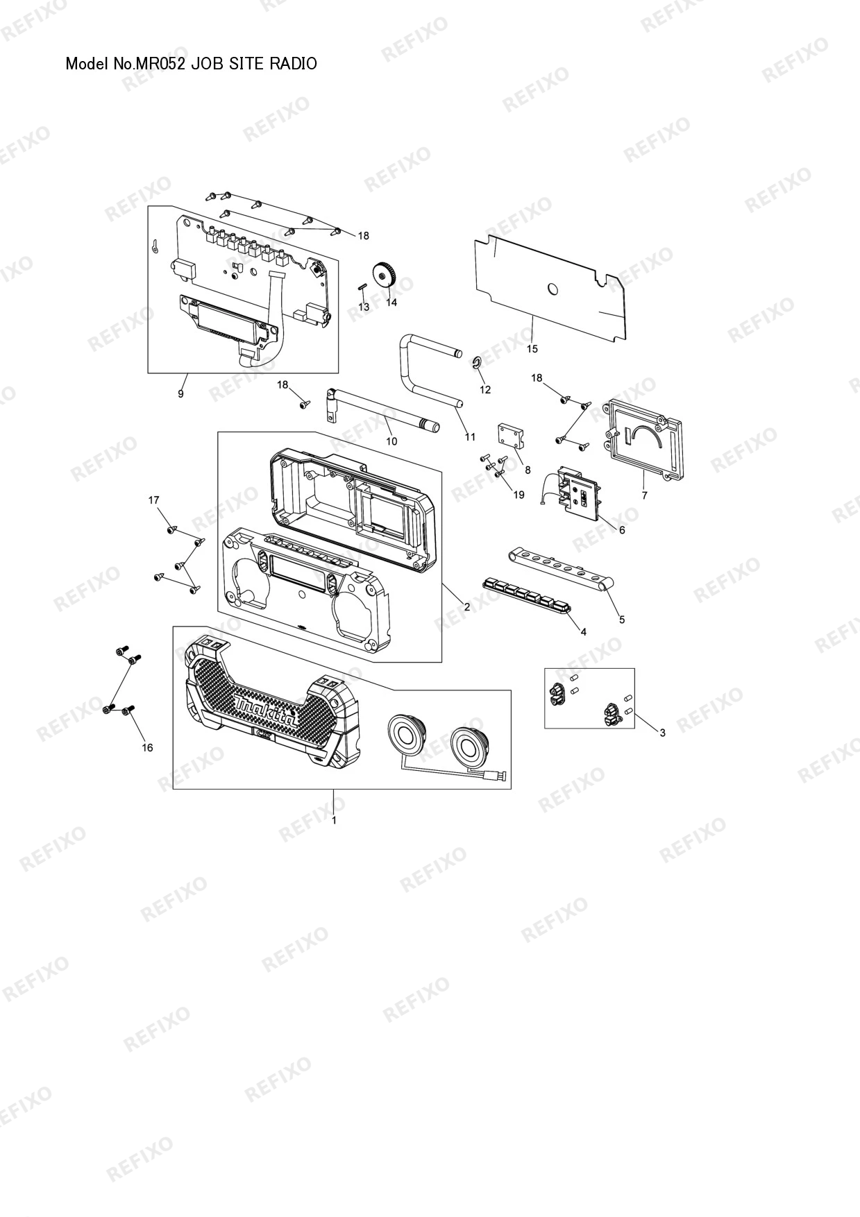 MAKITA MR052 — схема запчастей
