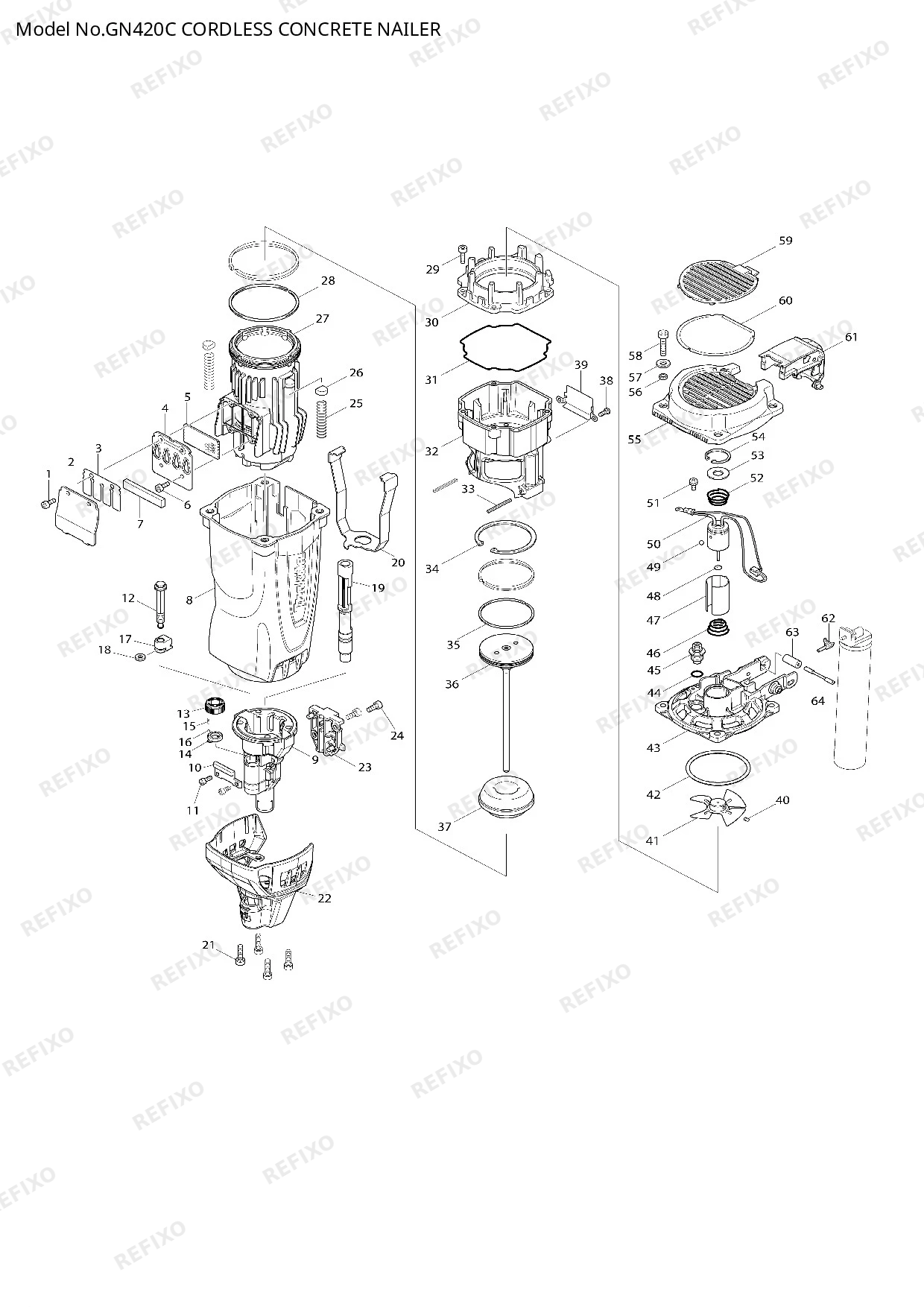 MAKITA GN420C — схема запчастей