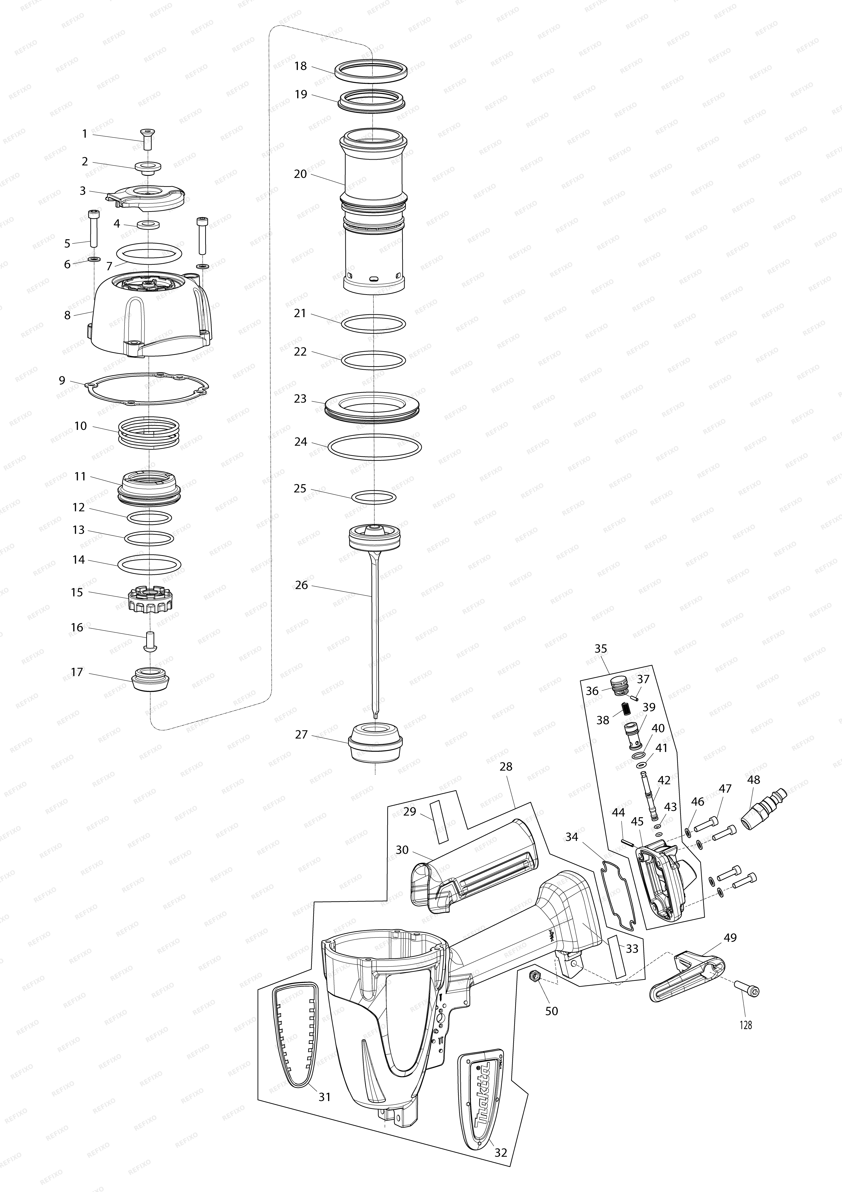 MAKITA AF635 — схема запчастей