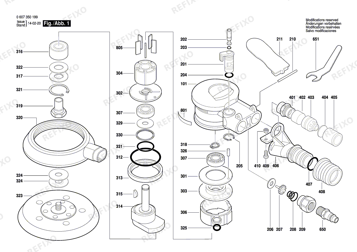 Bosch Эксцентриковая шлифмашина DEX 150-2,5 (0 607 350 200) — схема запчастей