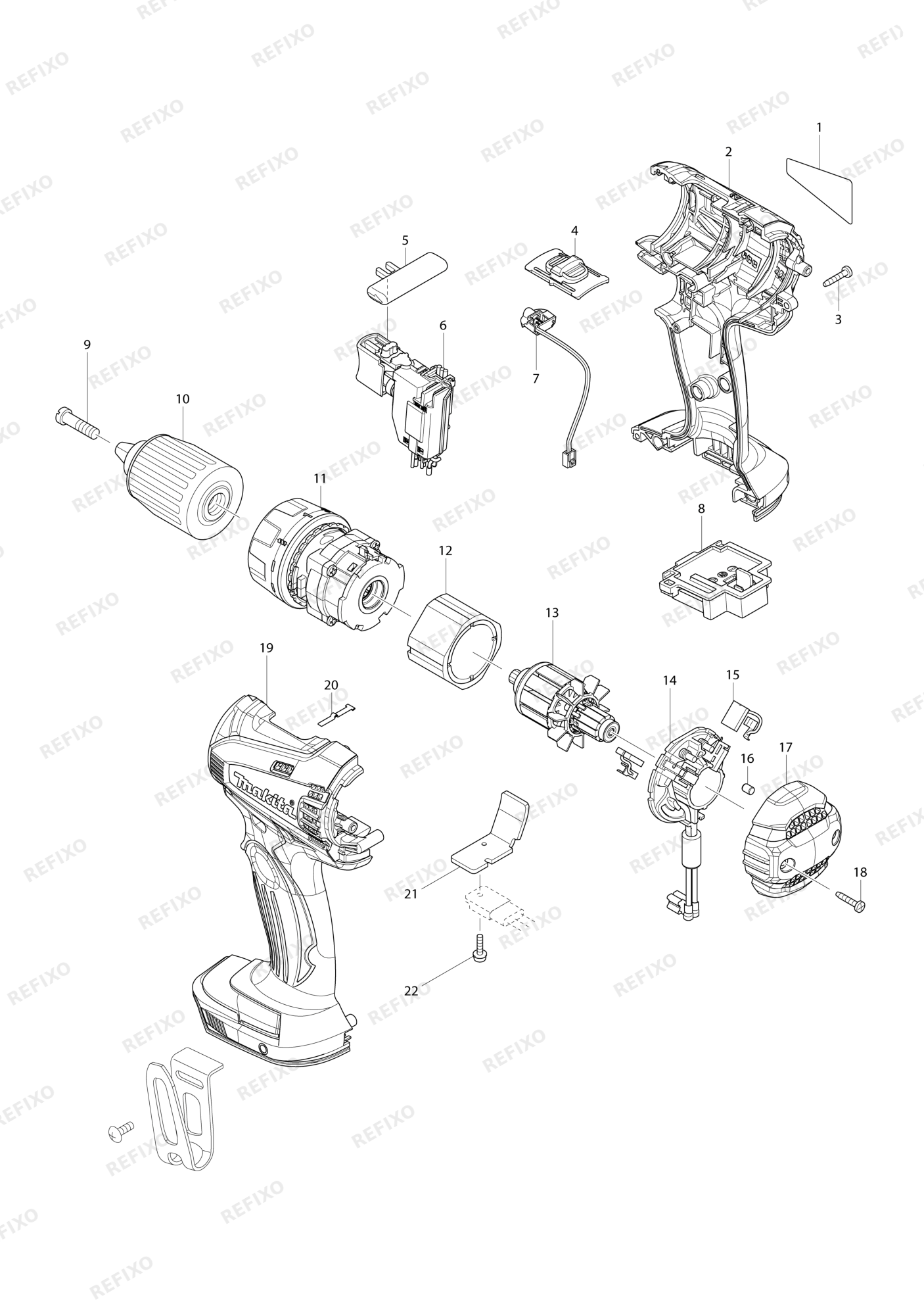 MAKITA DDF446 — схема запчастей