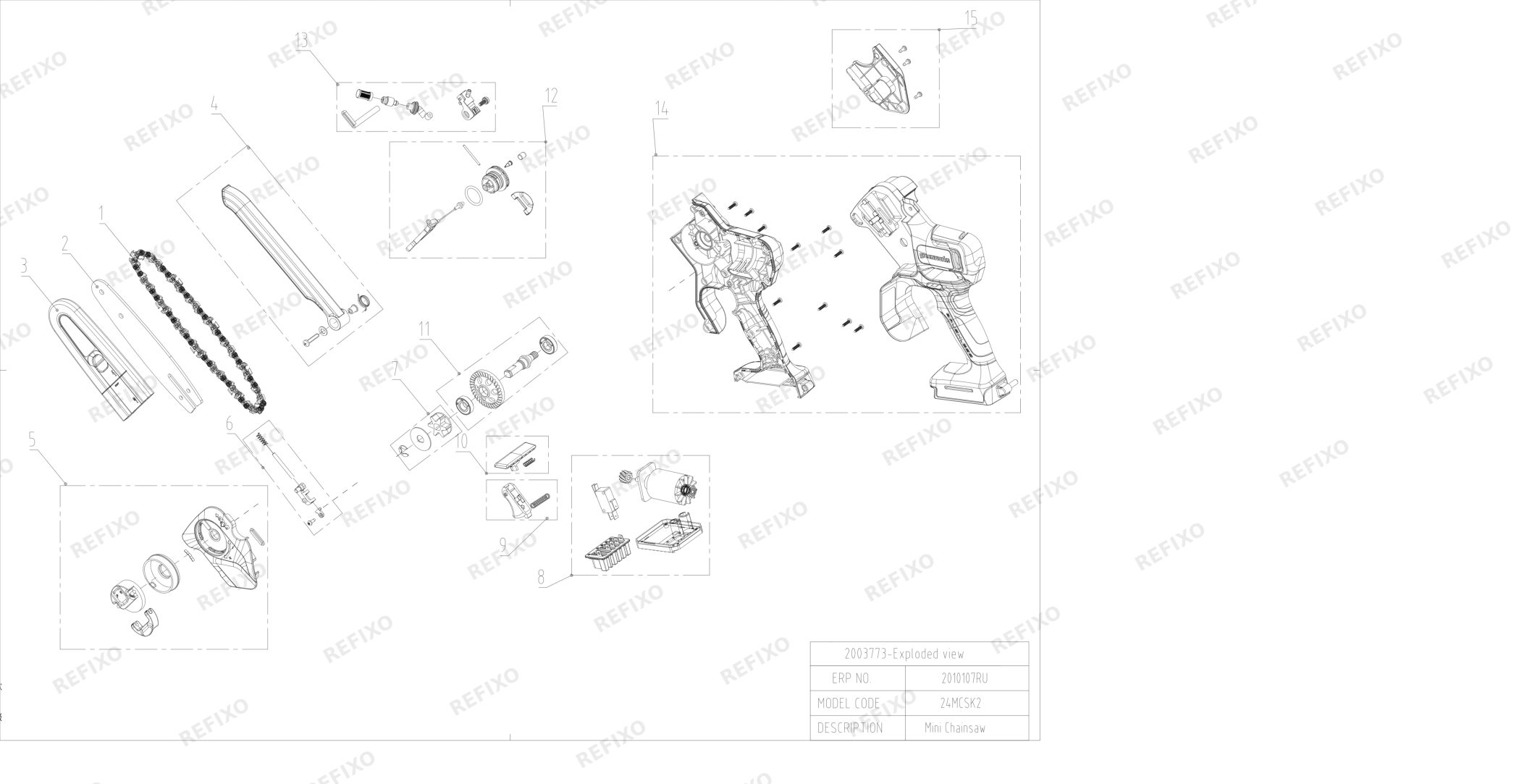 Greenworks 2010107-Exploded view — схема запчастей